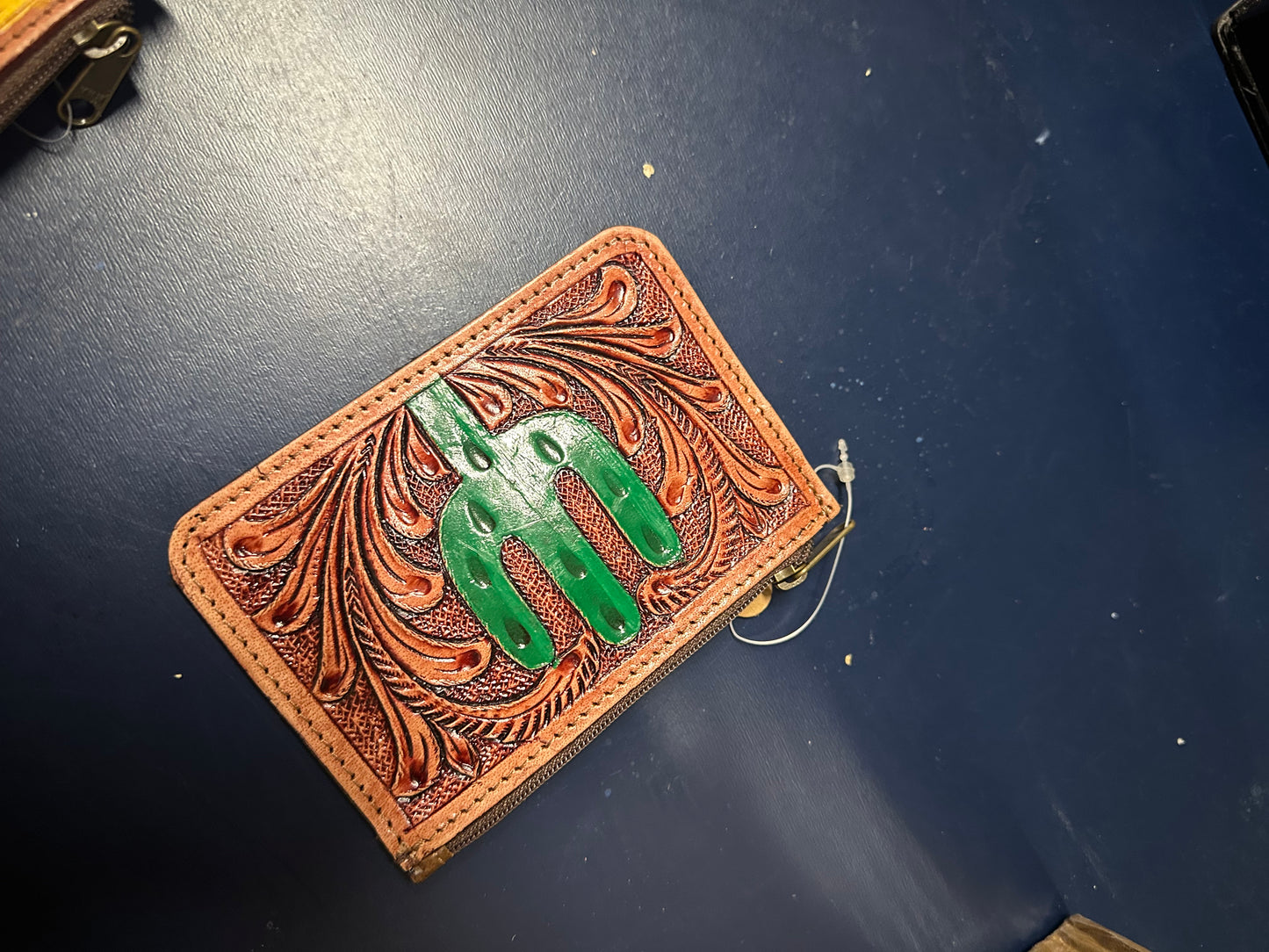Western Tooled Genuine Leather Coin Pouch