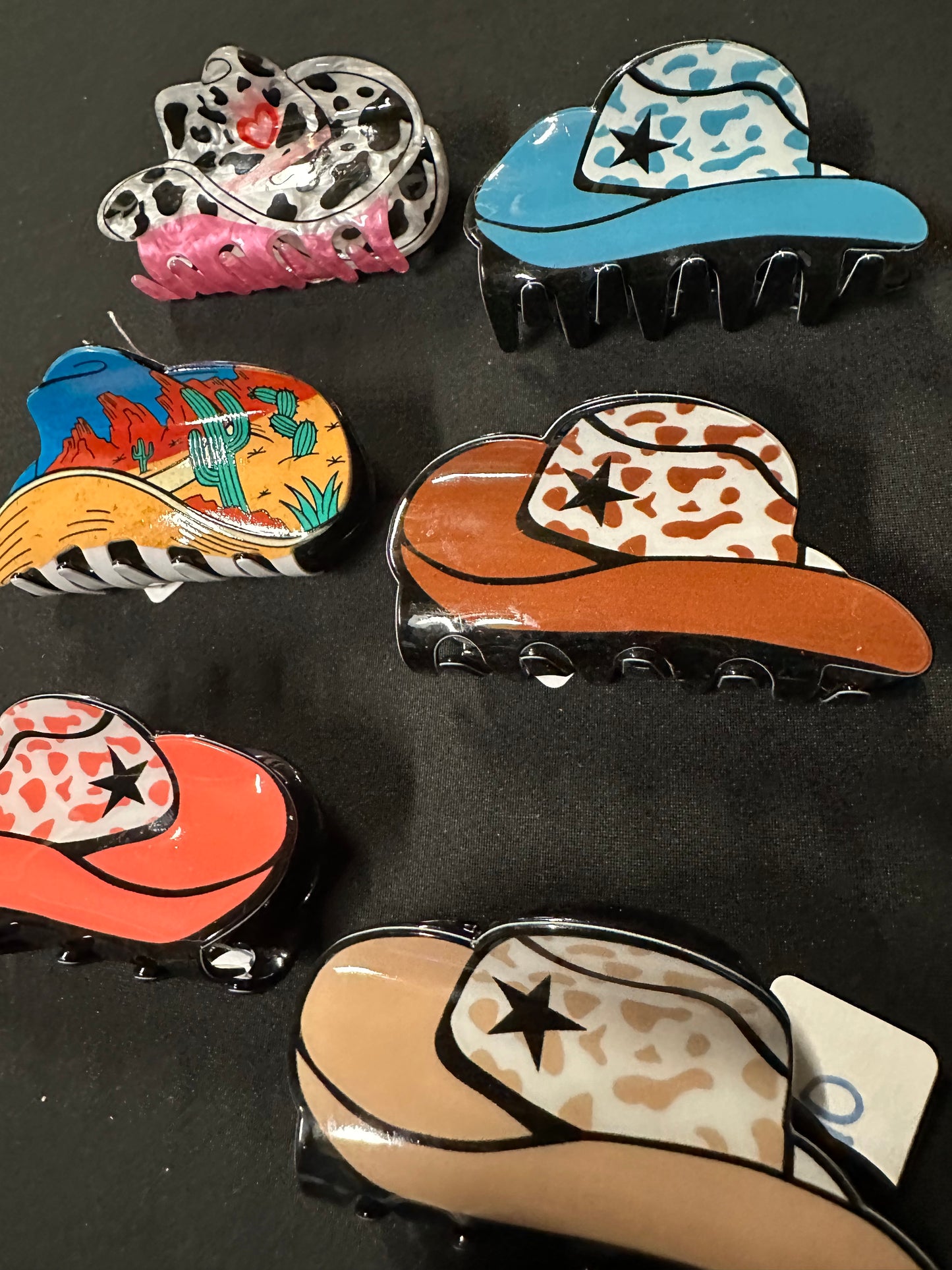 Mini cowboy hat claw clip