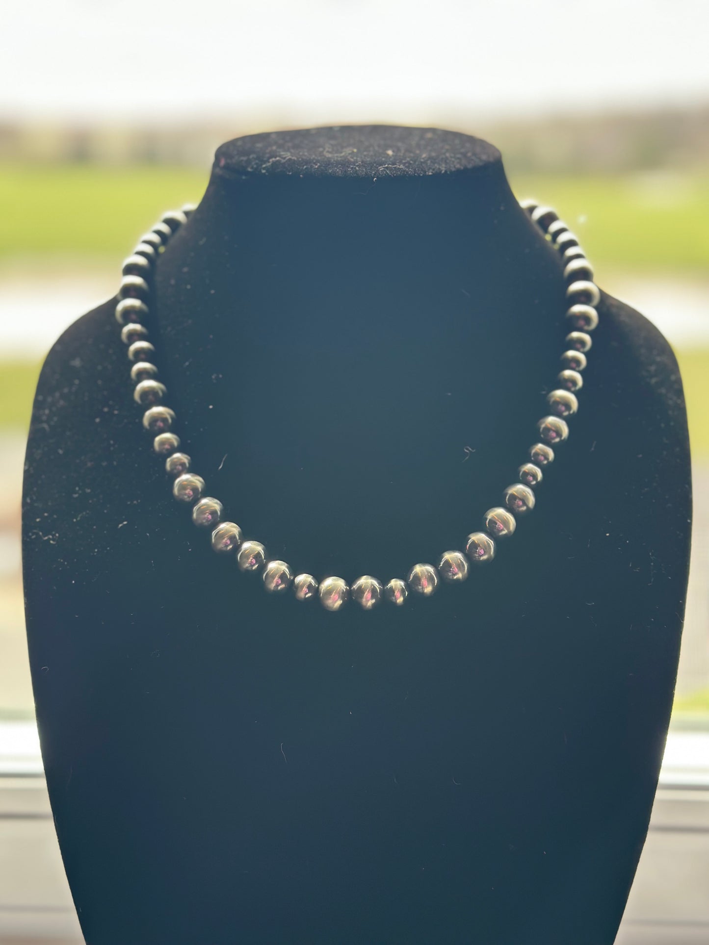8-10mm sterling silver pearl graduated necklace