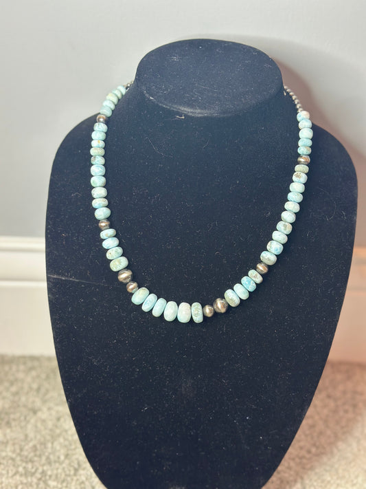 7-14 mm Larimar pearl necklace