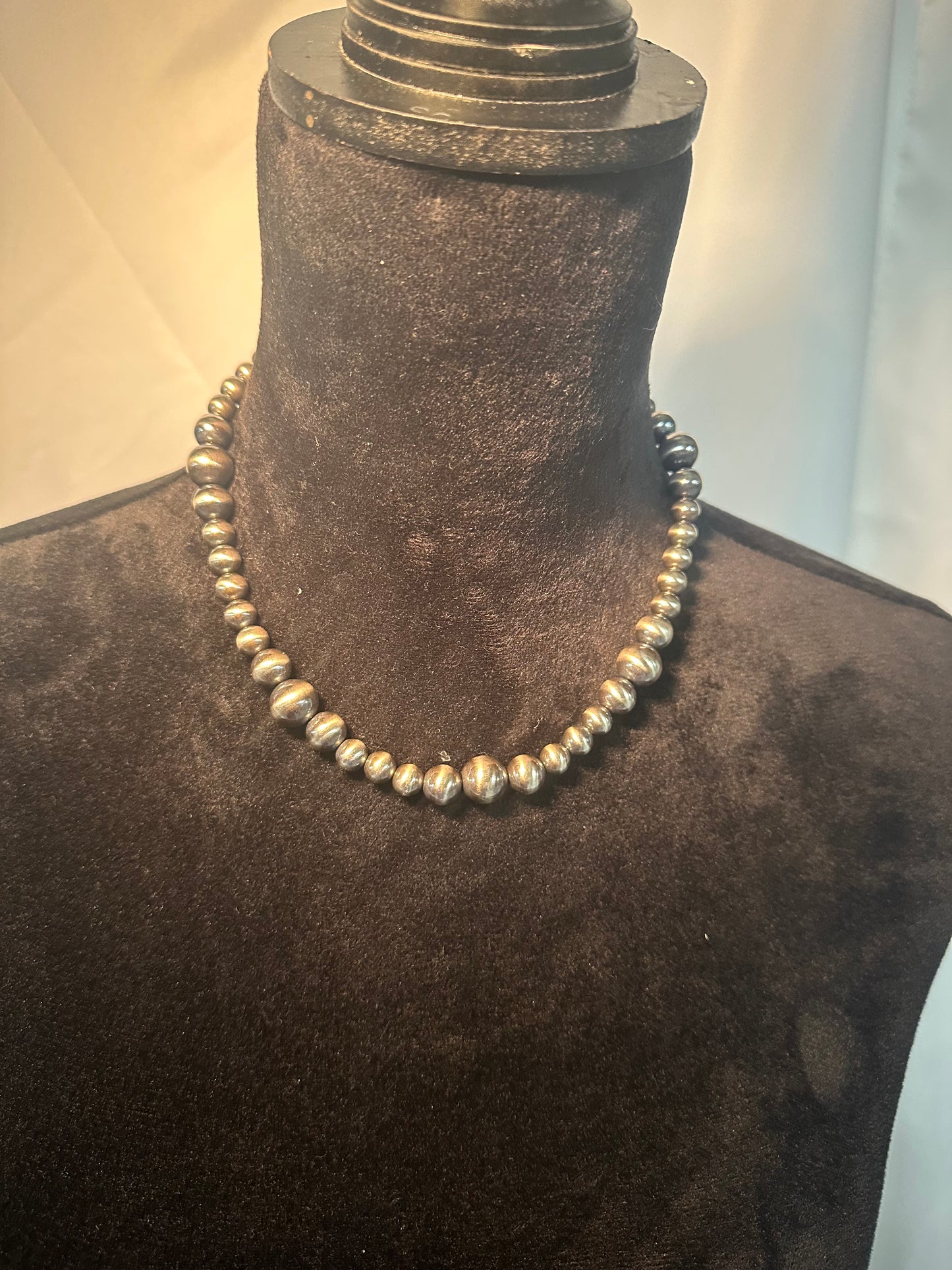 8-12mm graduated sterling silver pearl necklace