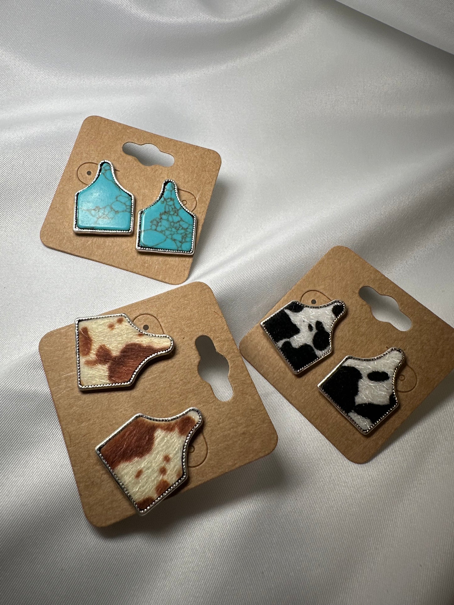 Western Cattle Tag Stone Stud Earrings