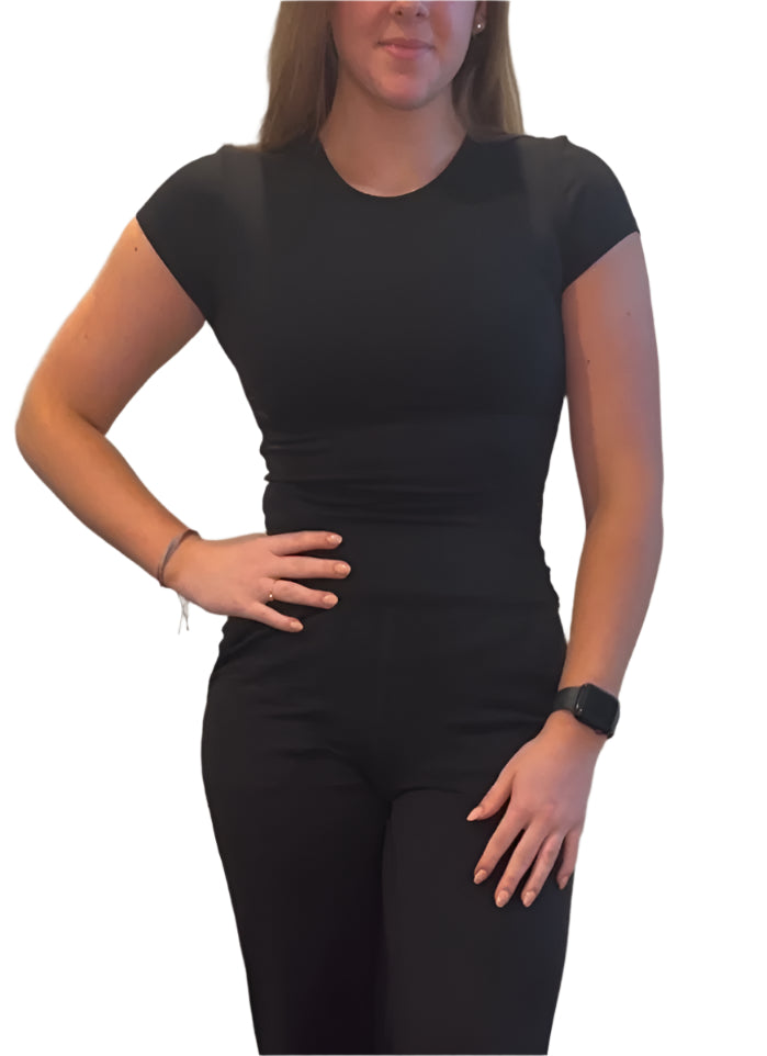 Tessa Crew Neck Sculpting Short Sleeve Active Top T-Shirt