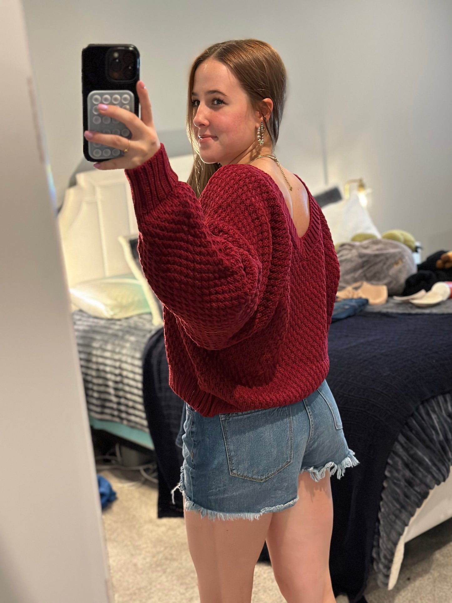 Classic V Neck Tight Knit Sweater