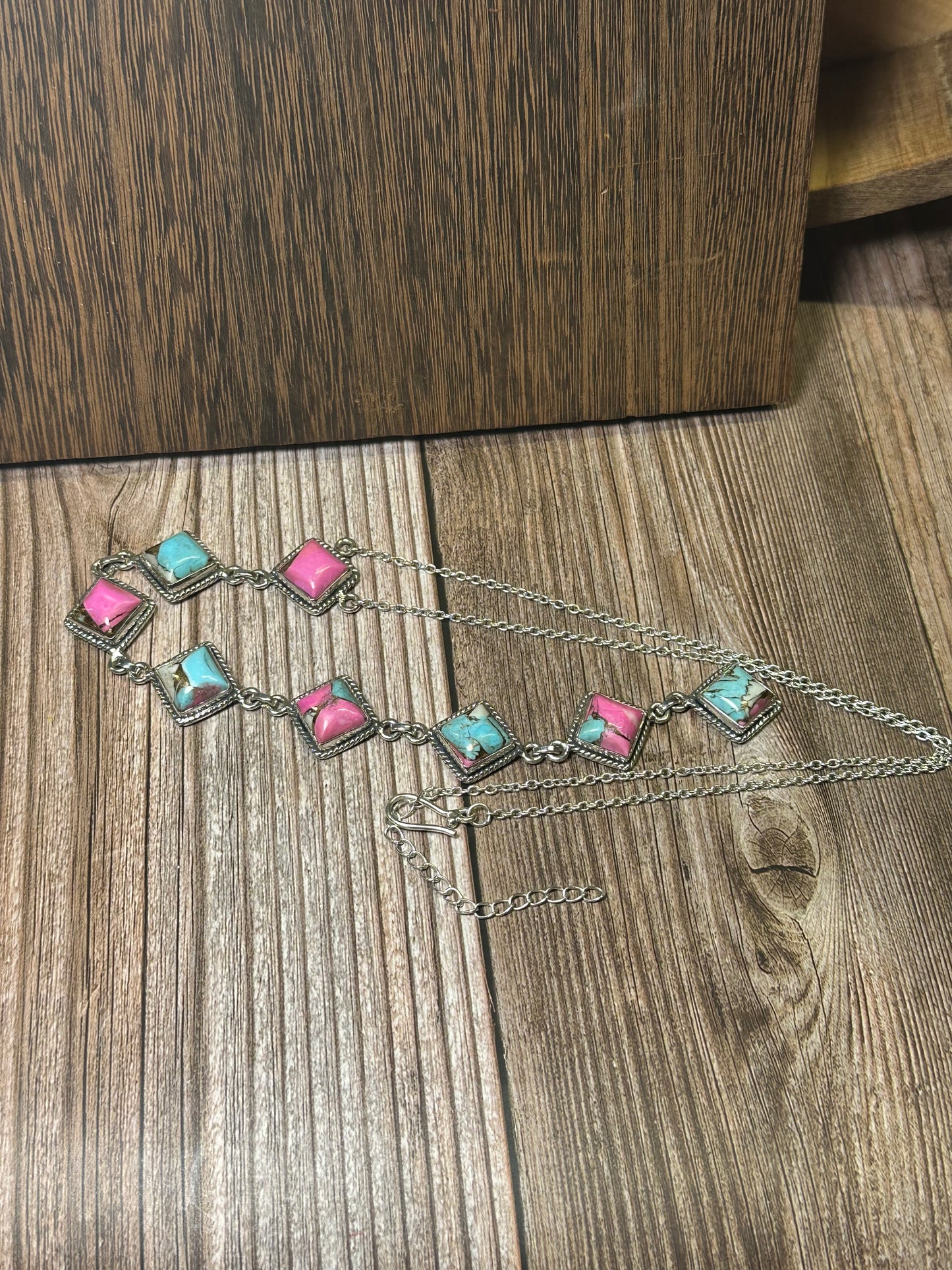 Handmade Cotton Candy Sterling Silver Drop Necklace