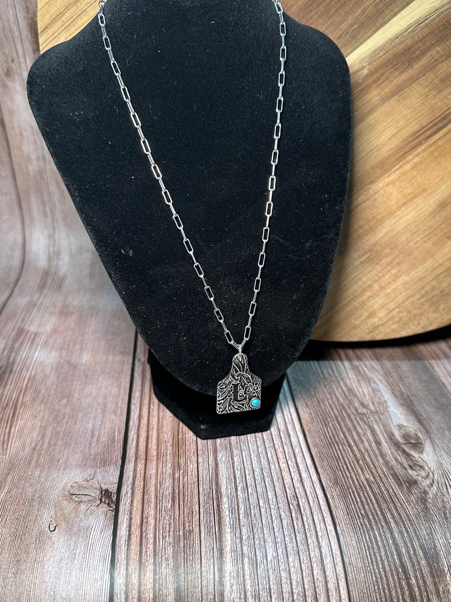 Initial Ear Tag Necklace