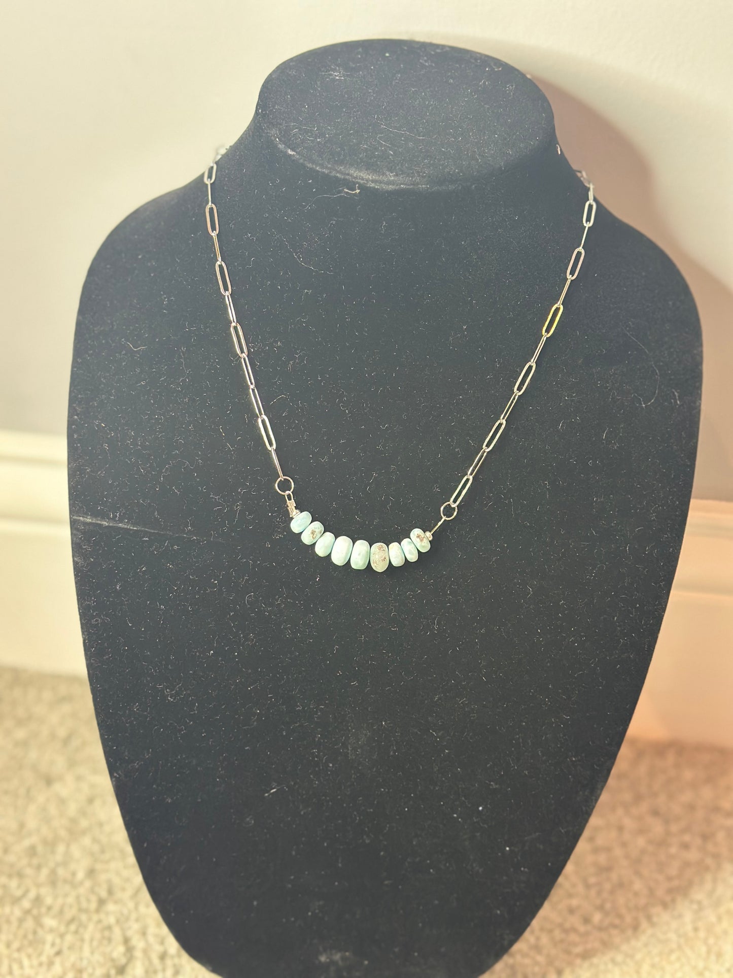 small larimar paper clip chain necklace