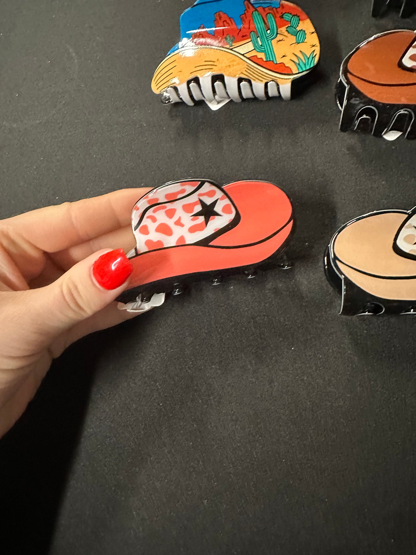 Mini cowboy hat claw clip