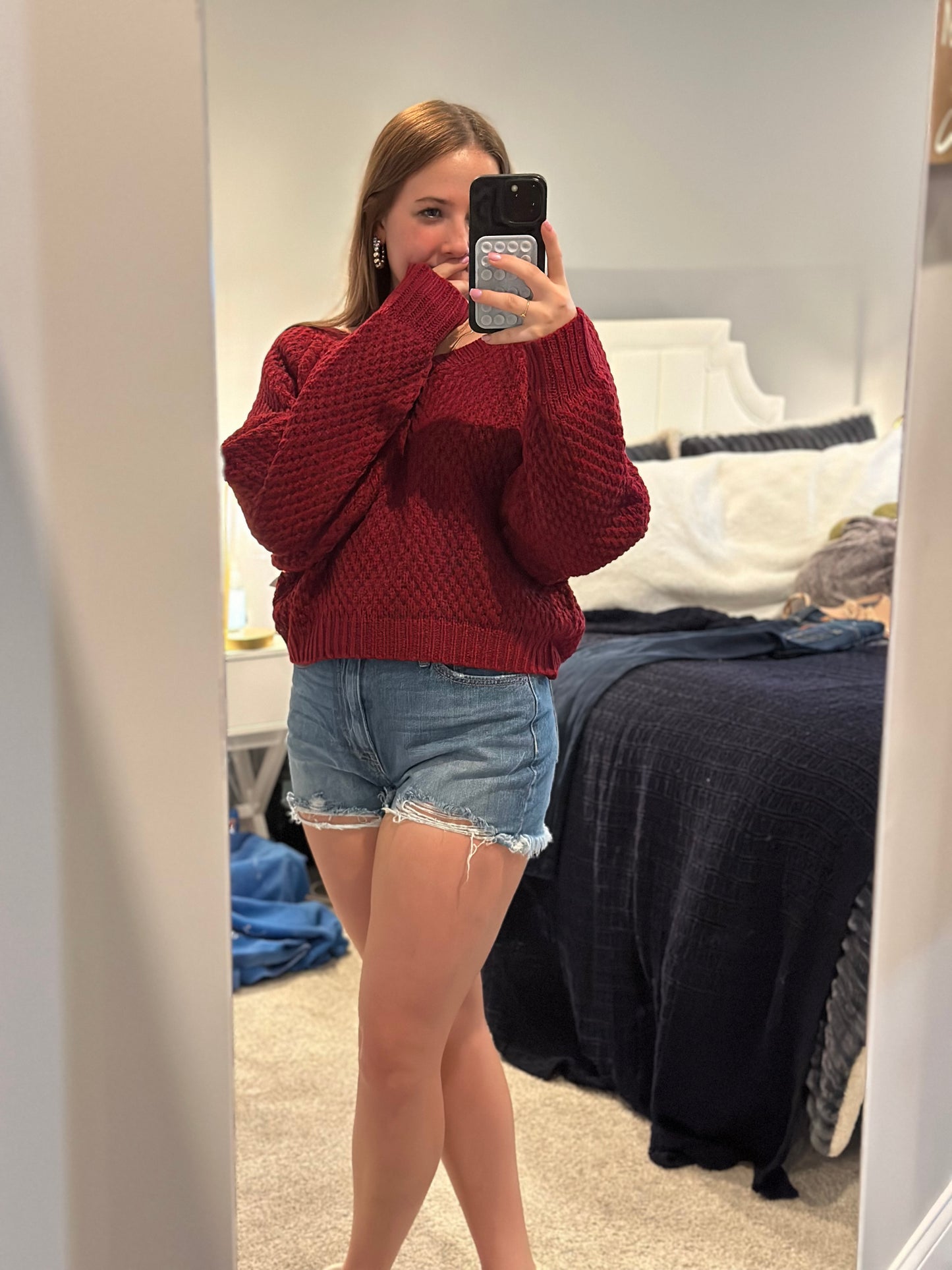 Classic V Neck Tight Knit Sweater