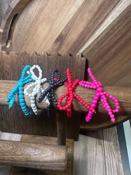 Colored Stone Bow Stretch Bracelet