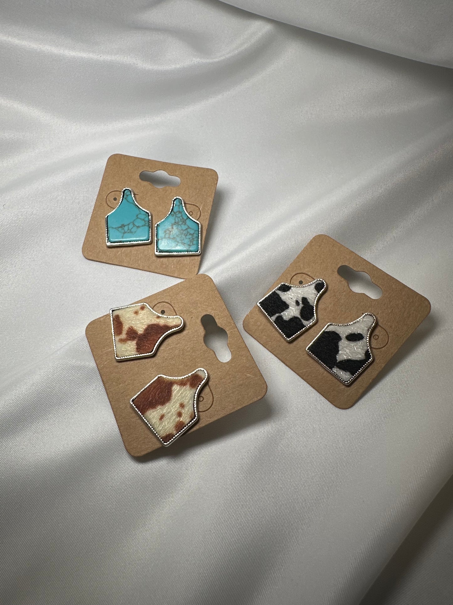 Western Cattle Tag Stone Stud Earrings