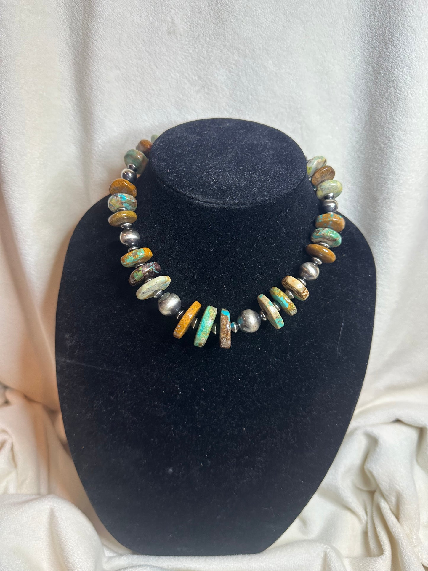 large graduated natural turquoise necklace *1