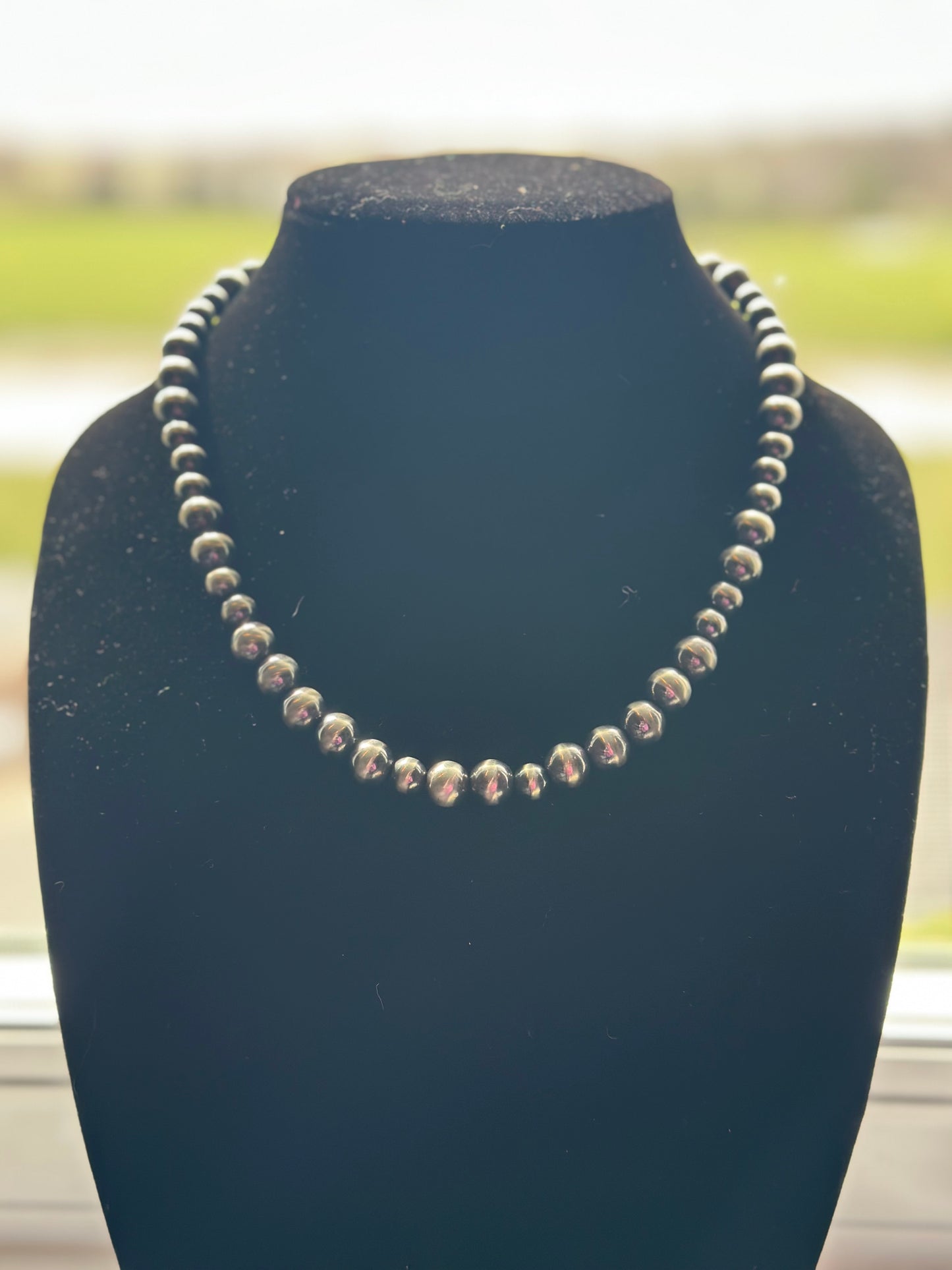 8-10mm sterling silver pearl graduated necklace