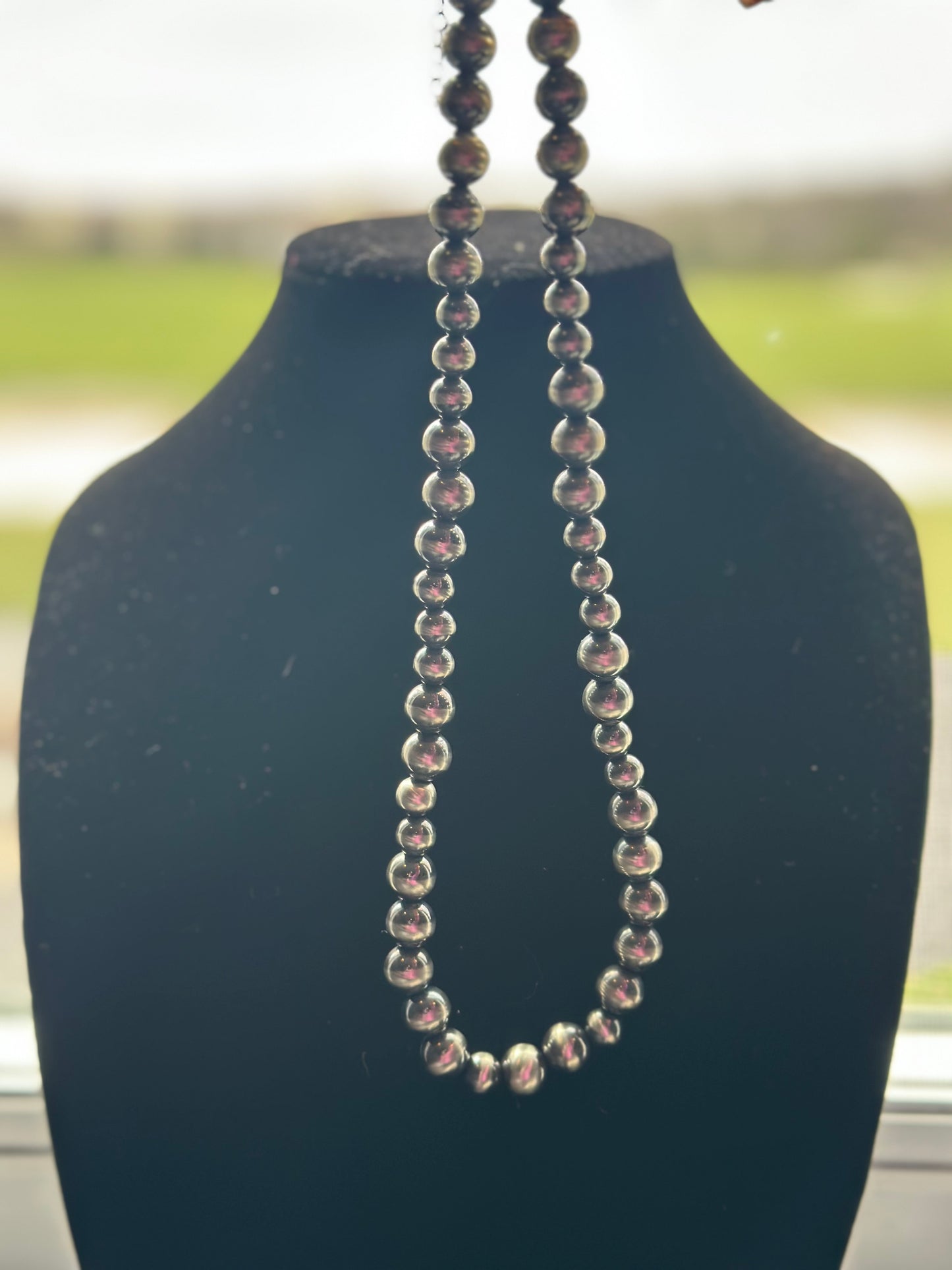 8-10mm sterling silver pearl graduated necklace