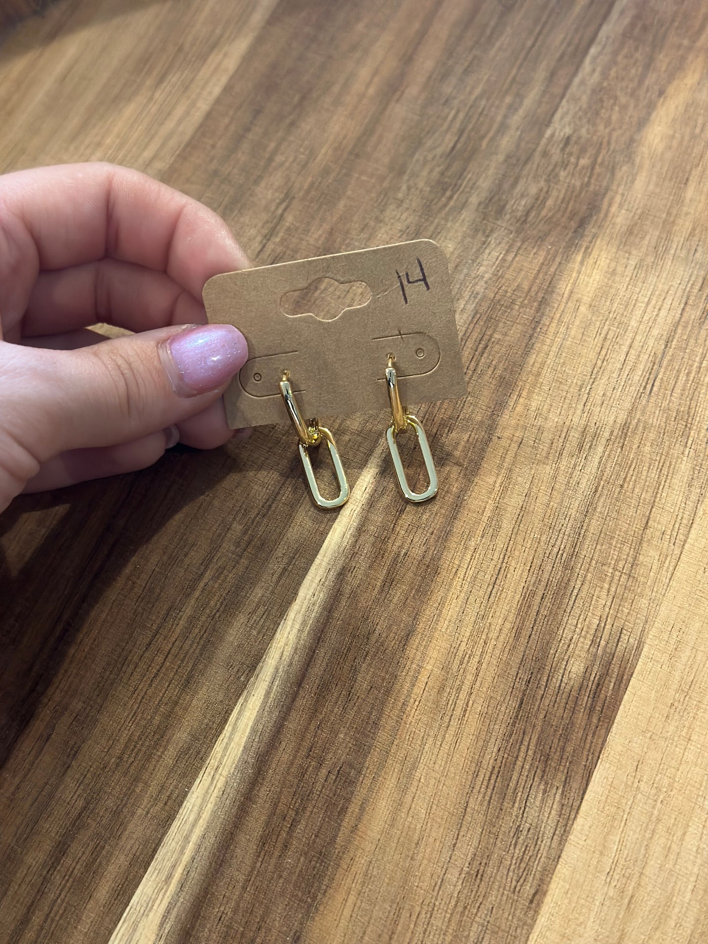 Gold Filled Oval Hoop Chunky Earrings With Dangle Link Chain Rectangular Hoop Earrings, Geometric Hoops T-295