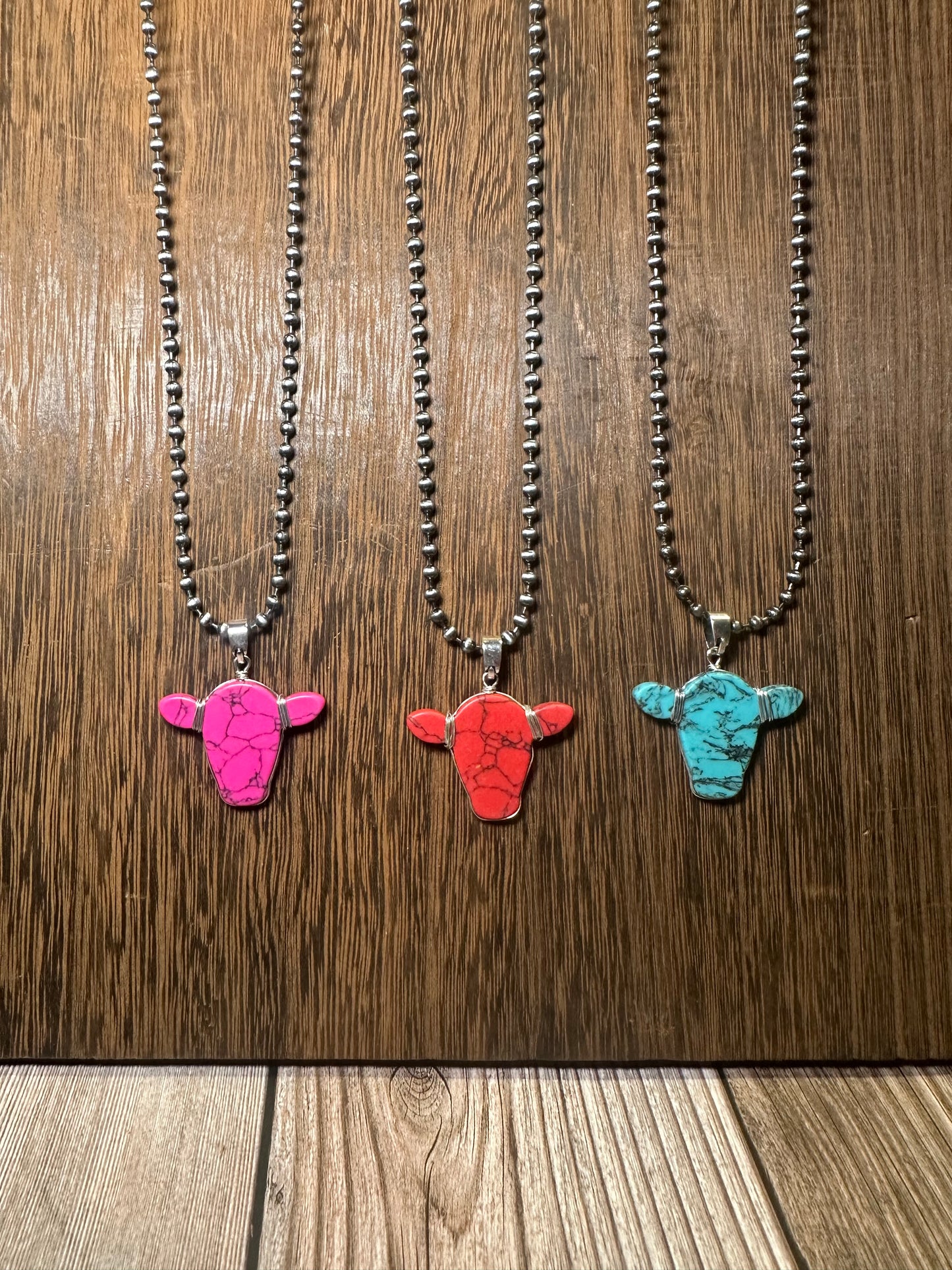 Western Cow Head Pendant Necklace