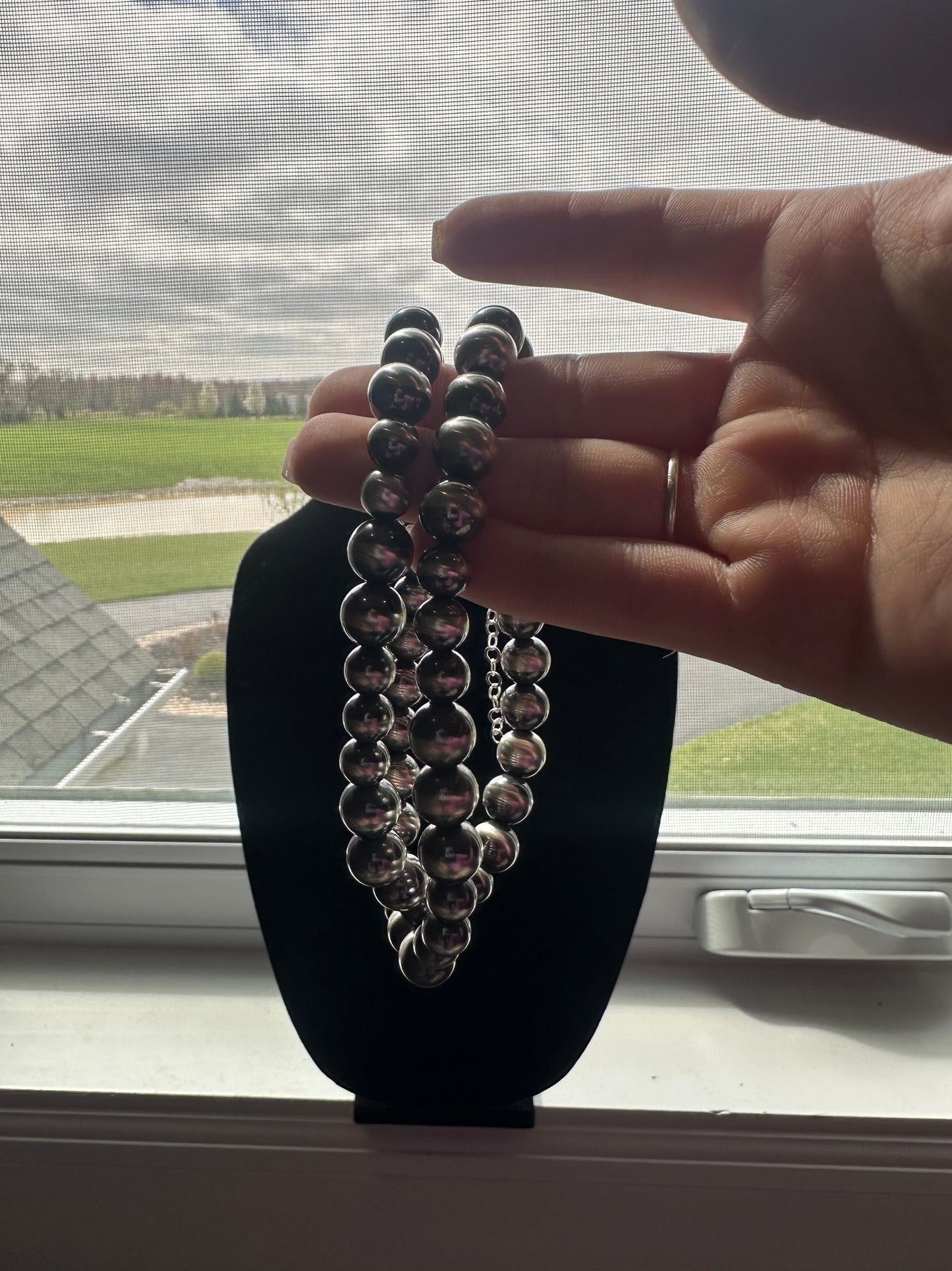 8-10mm sterling silver pearl graduated necklace