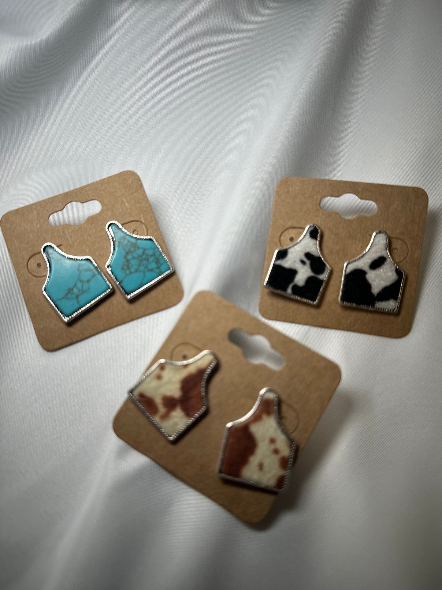 Western Cattle Tag Stone Stud Earrings