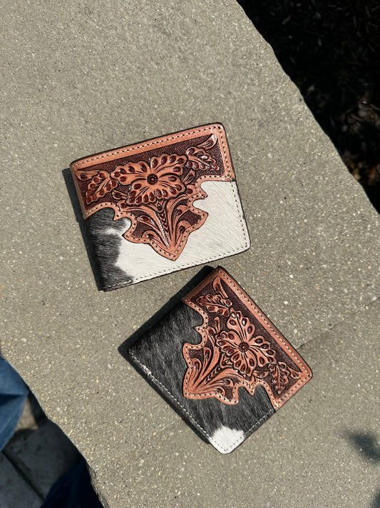 Hand Tooled Leather Bifold Short Mens Wallet