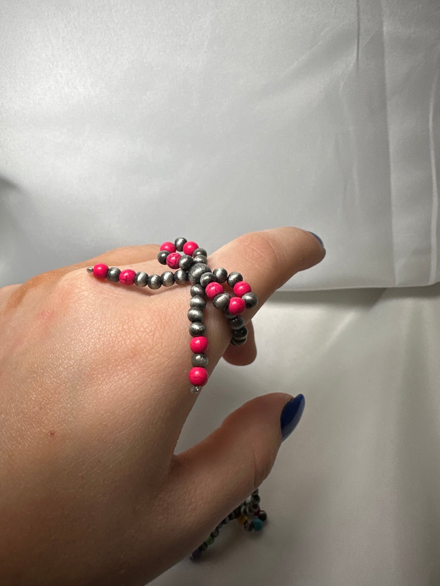Navajo Style Pearl Bow Stretch Ring