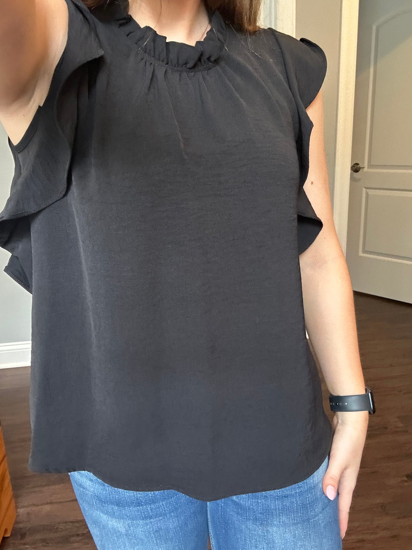 Ruffle Neck Solid Blouse *5COLORS