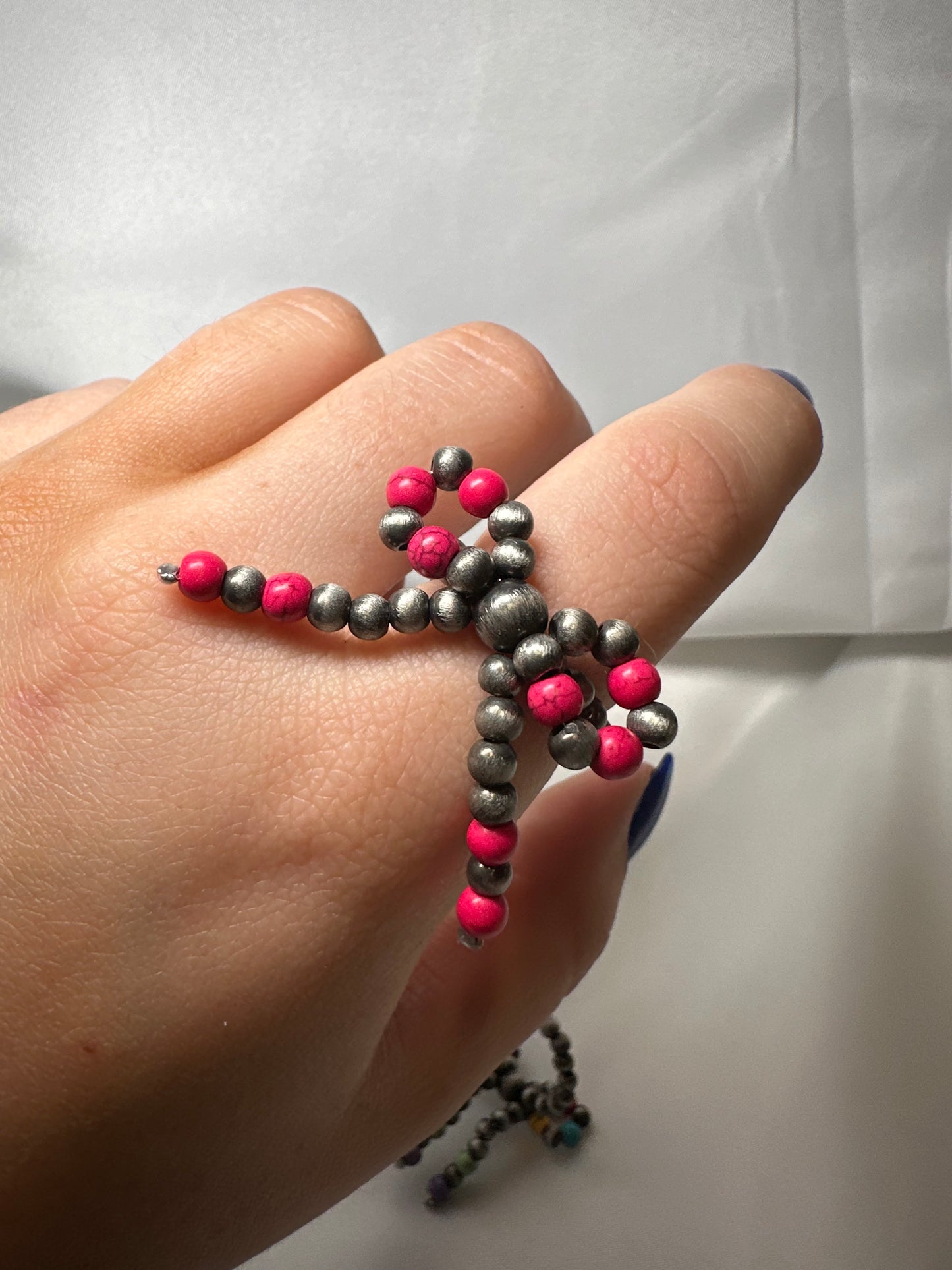 Navajo Style Pearl Bow Stretch Ring
