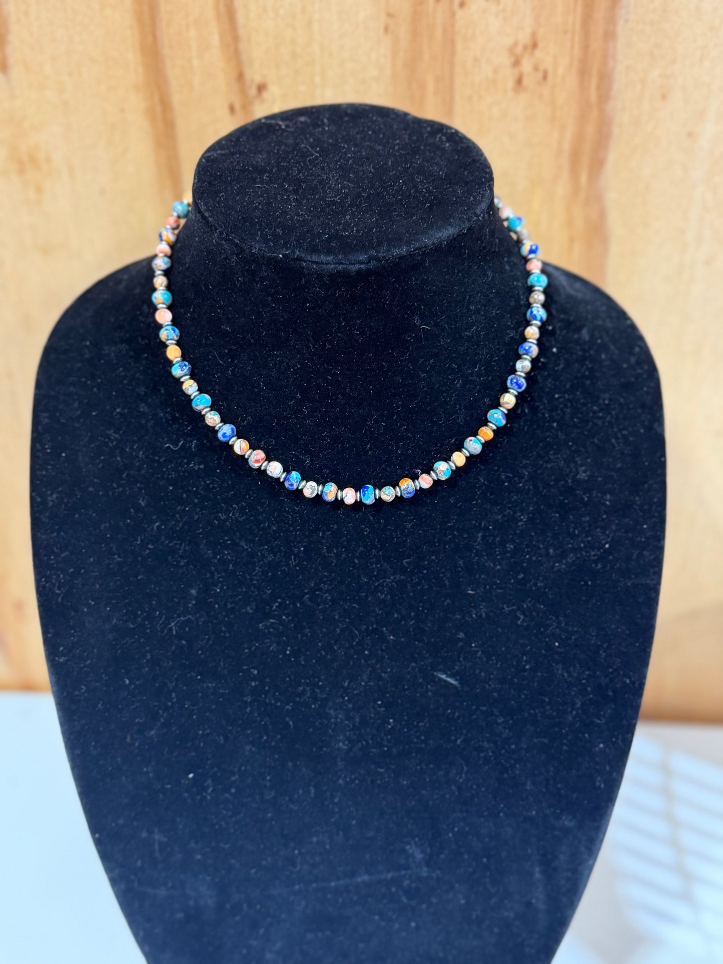 orange spiny x lapis x turquoise choker necklace