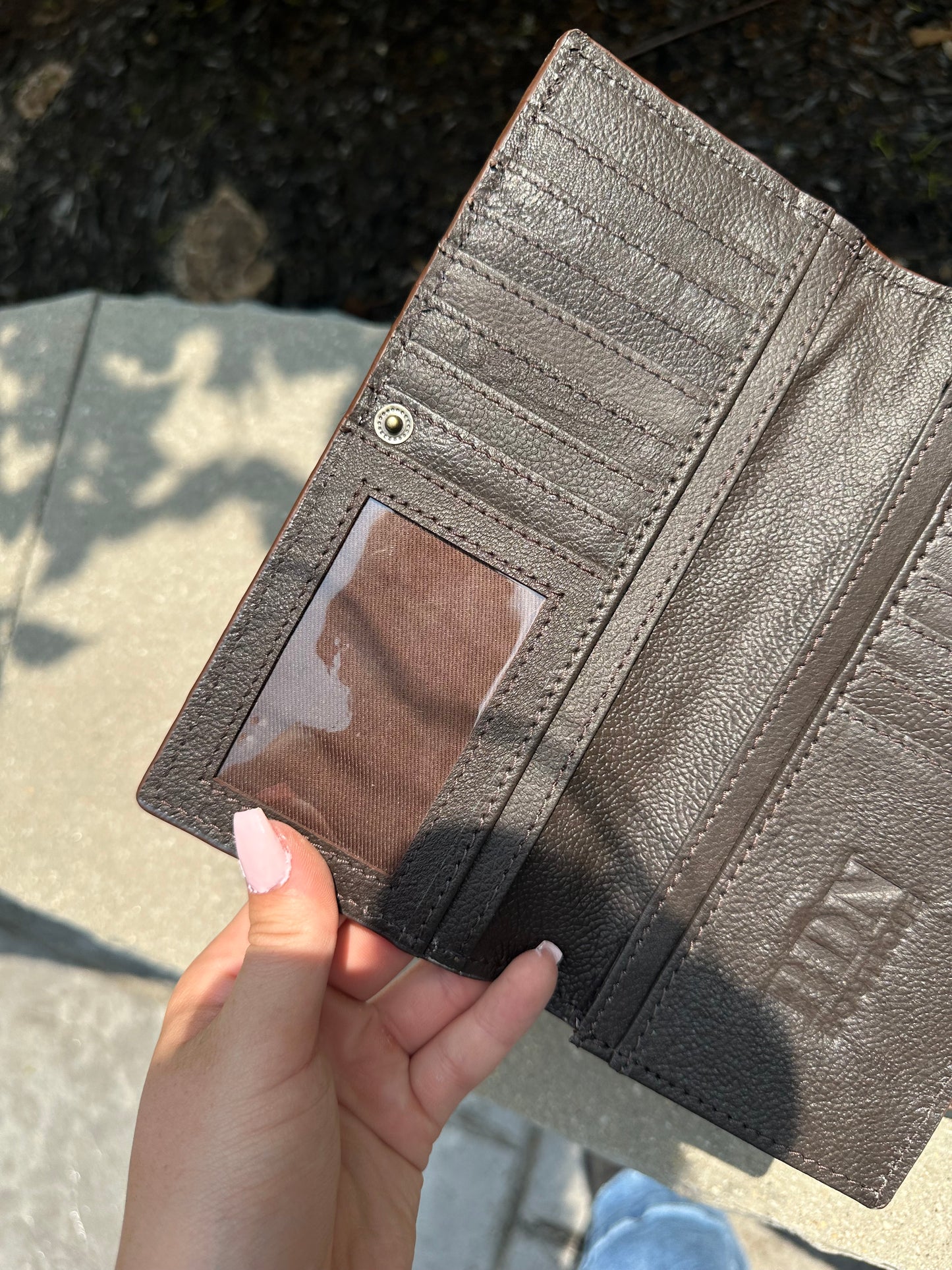 Hand Tooled Leather Detail / cowhide Long Bifold Wallet