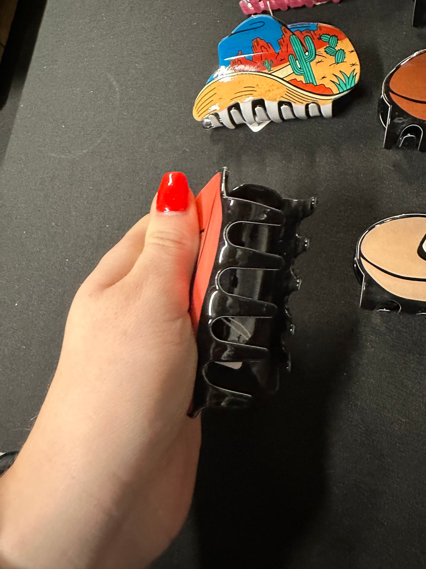 Mini cowboy hat claw clip