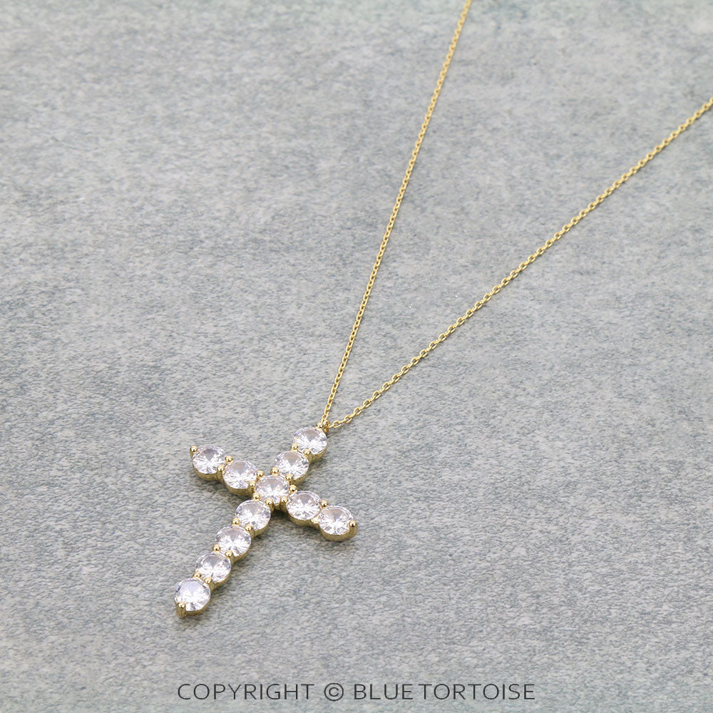 CZ Cross Pendant Necklace
