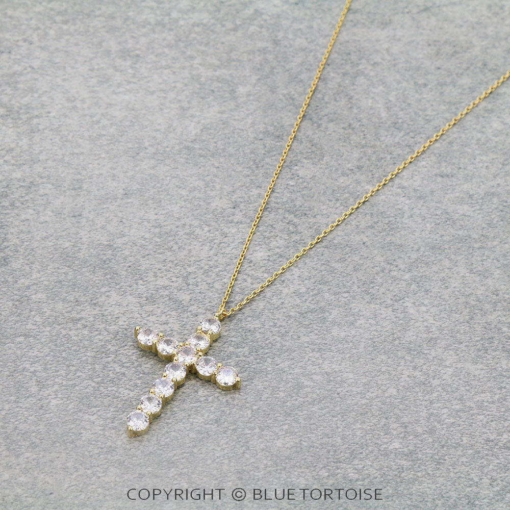 CZ Cross Pendant Necklace