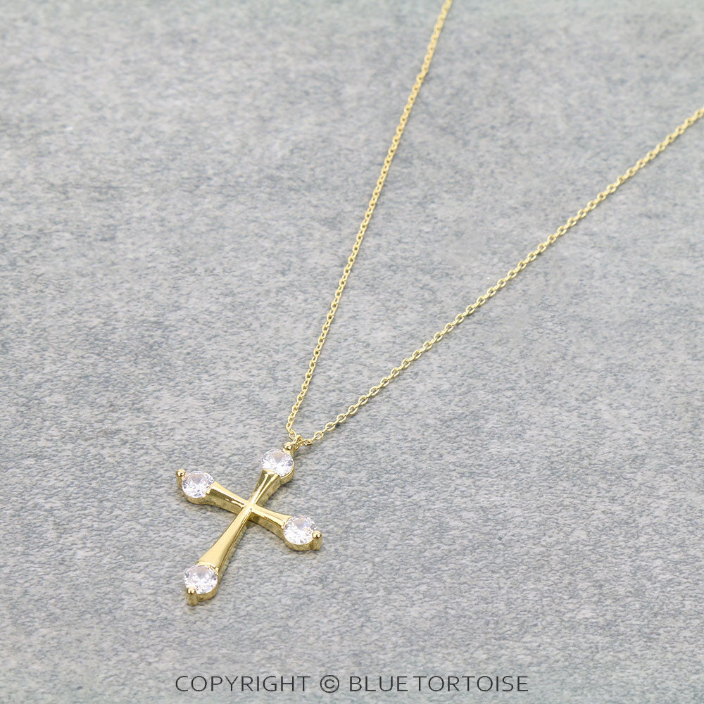 CZ Cross Pendant Necklace