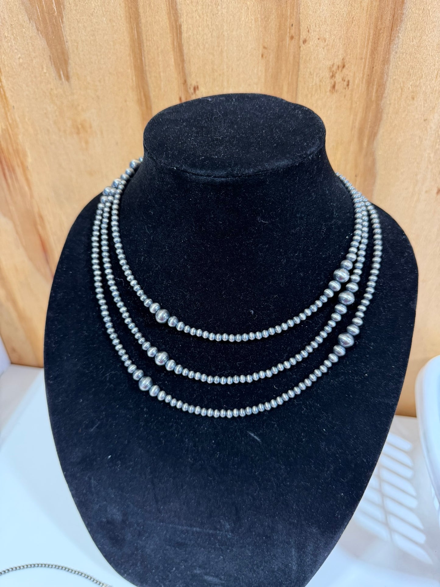 4-8mm graduated sterling silver bead necklace - navajo style - build your own