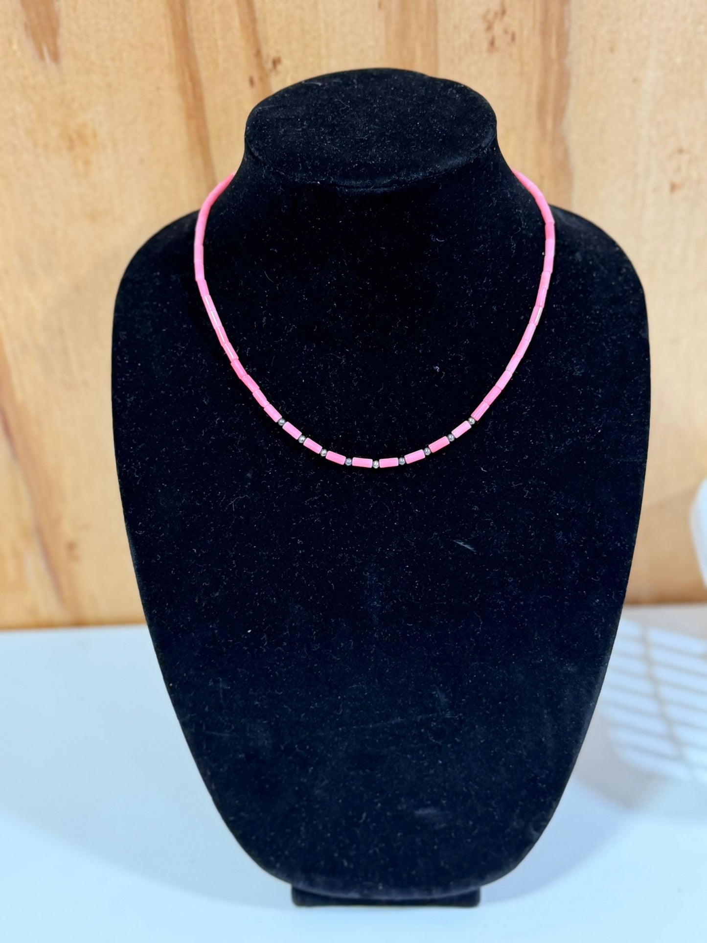 Sterling Silver Pink Shell Necklace