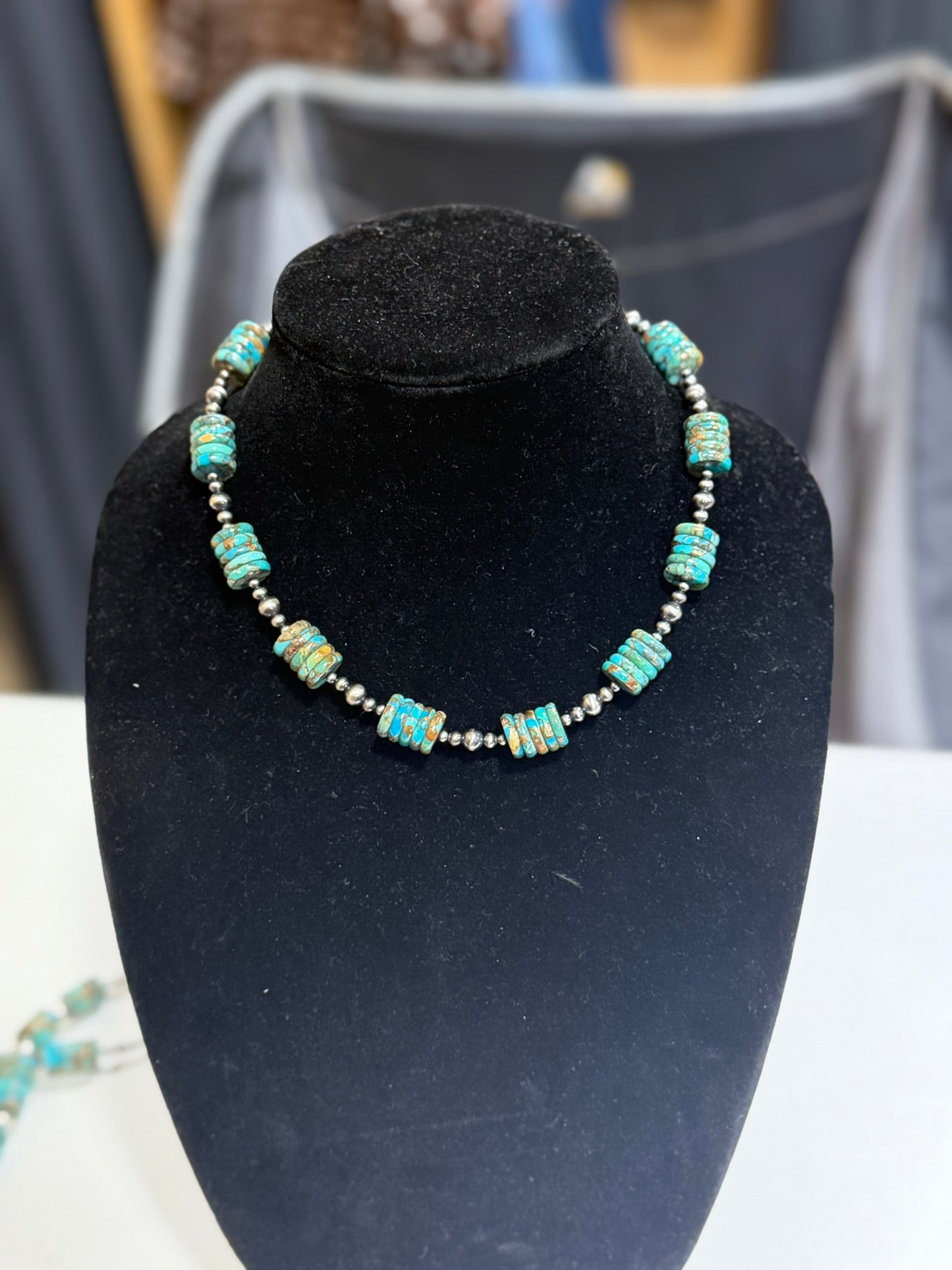 turuqoise x bronze x graduated sterling pearl necklace
