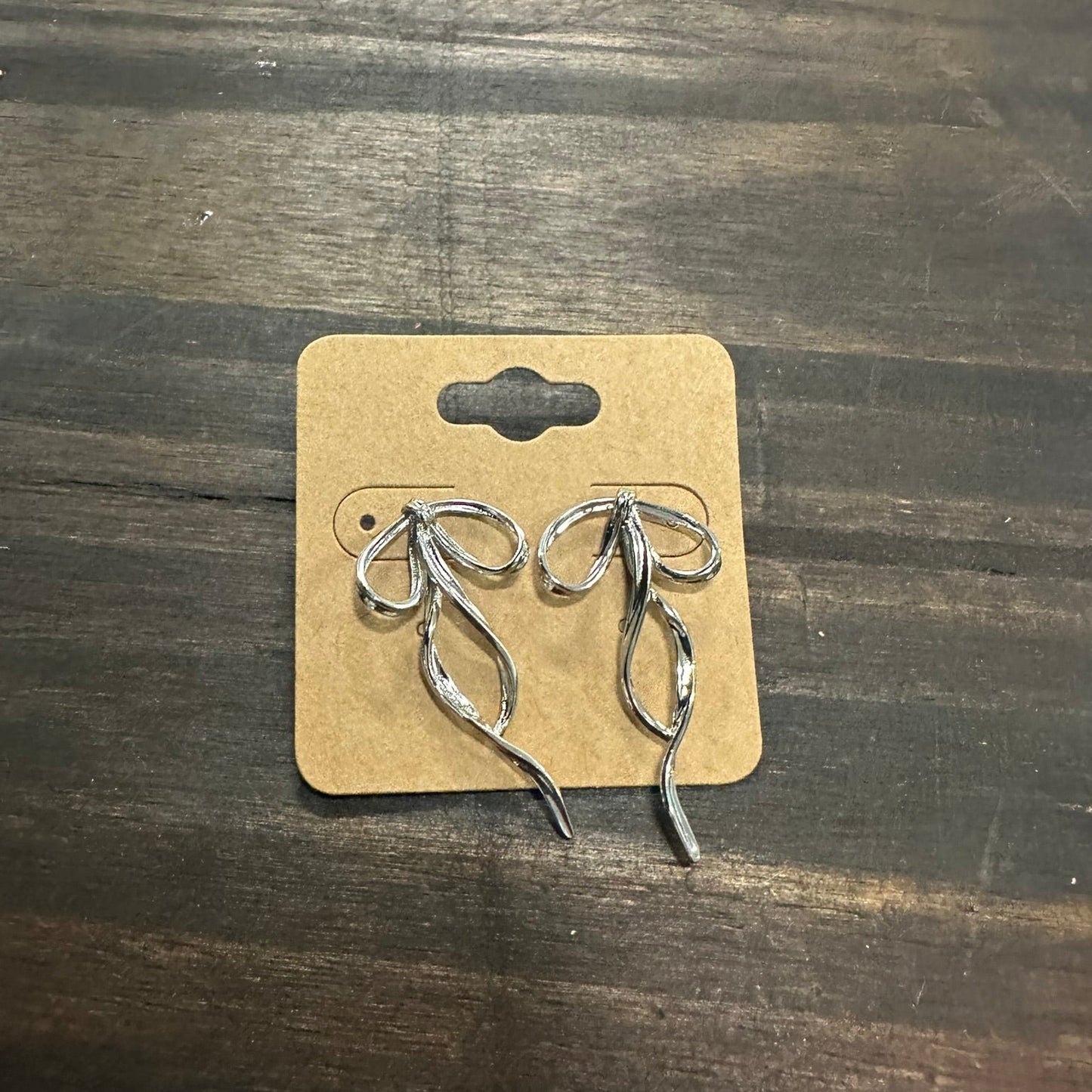 Gold Filled Curved Tied Ribbon Bow Stud Earrings