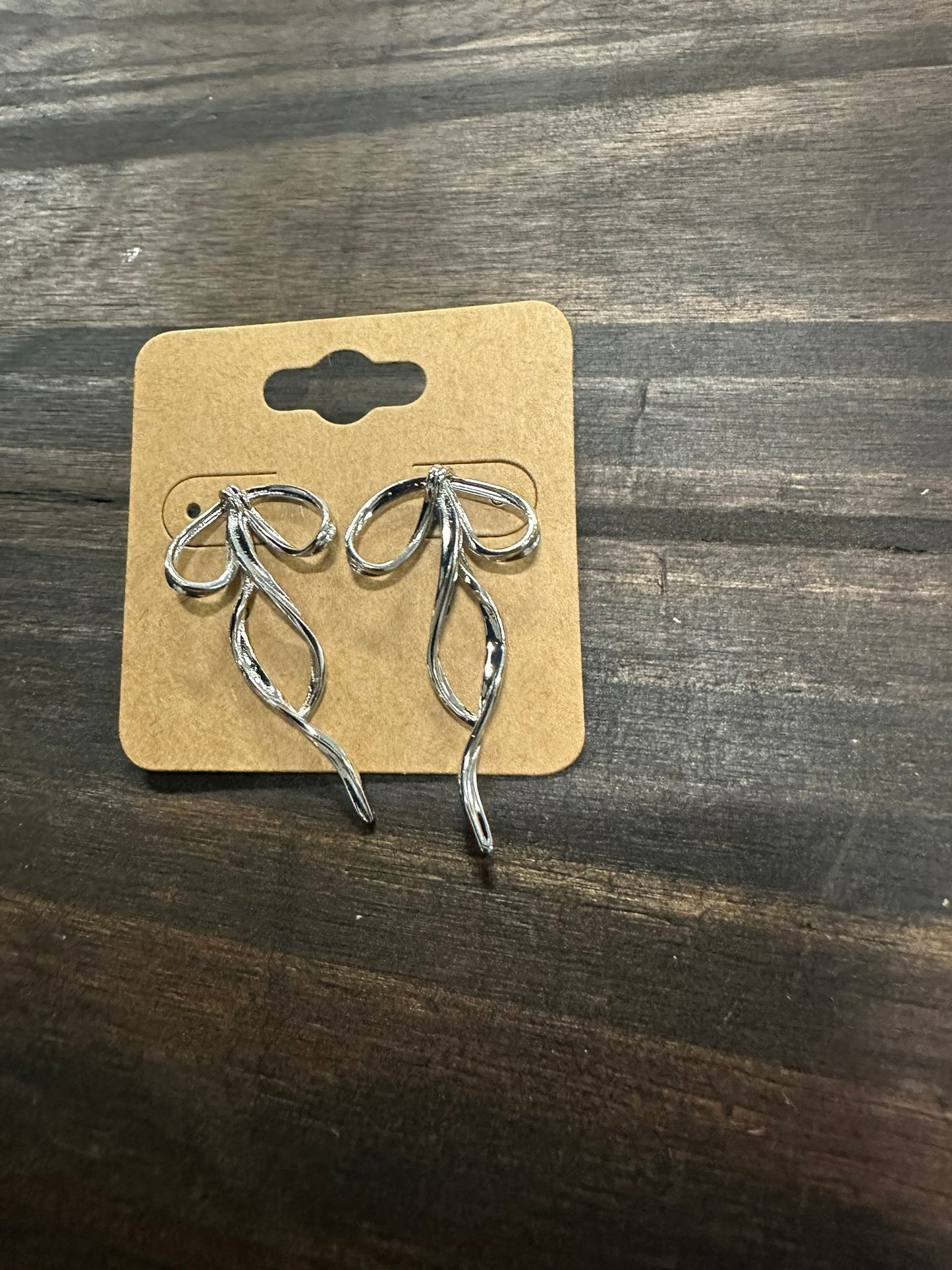 Gold Filled Curved Tied Ribbon Bow Stud Earrings