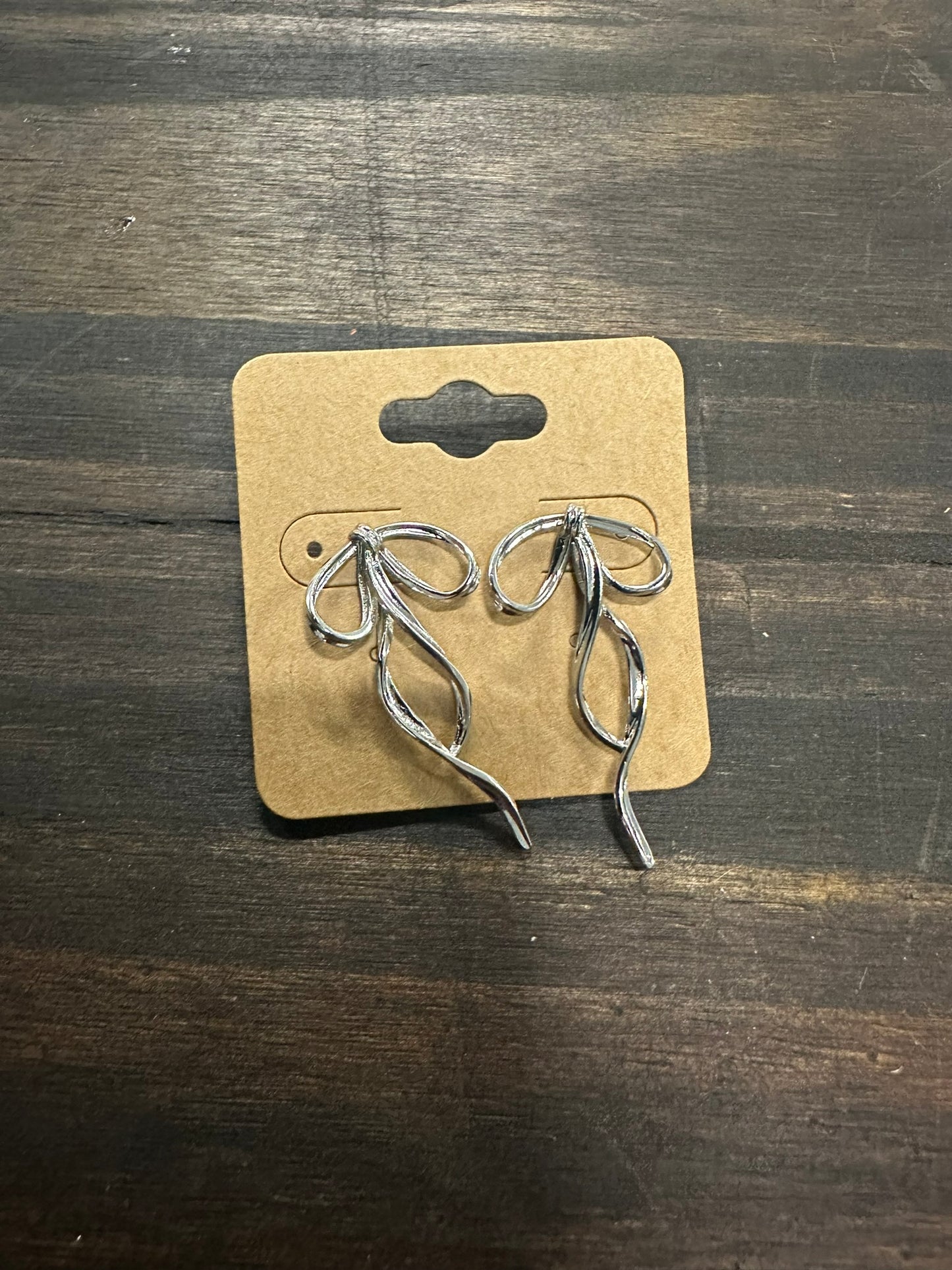 Gold Filled Curved Tied Ribbon Bow Stud Earrings