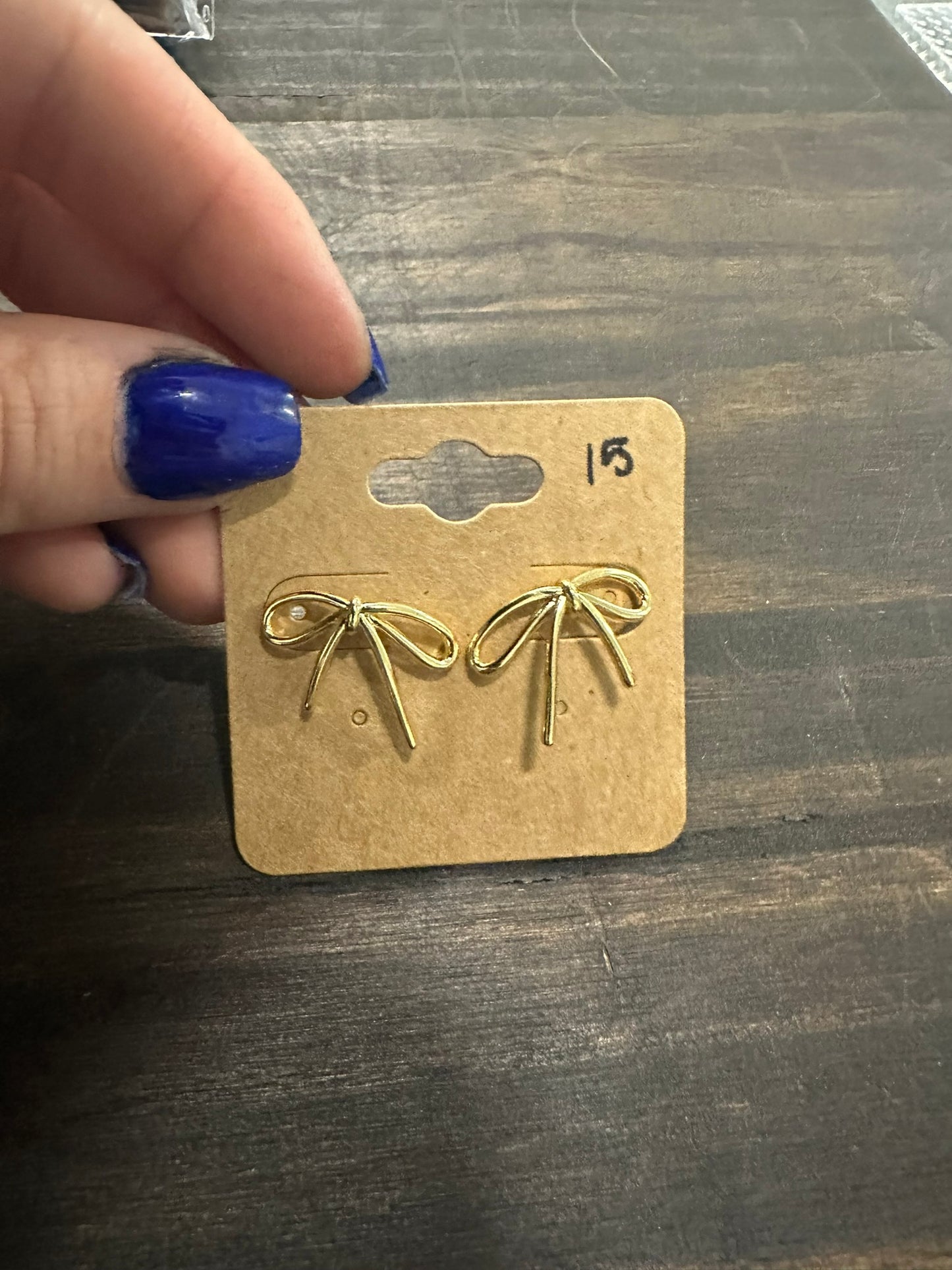 Gold Filled Minimalist Tied Ribbon Bow Stud Earrings  14K