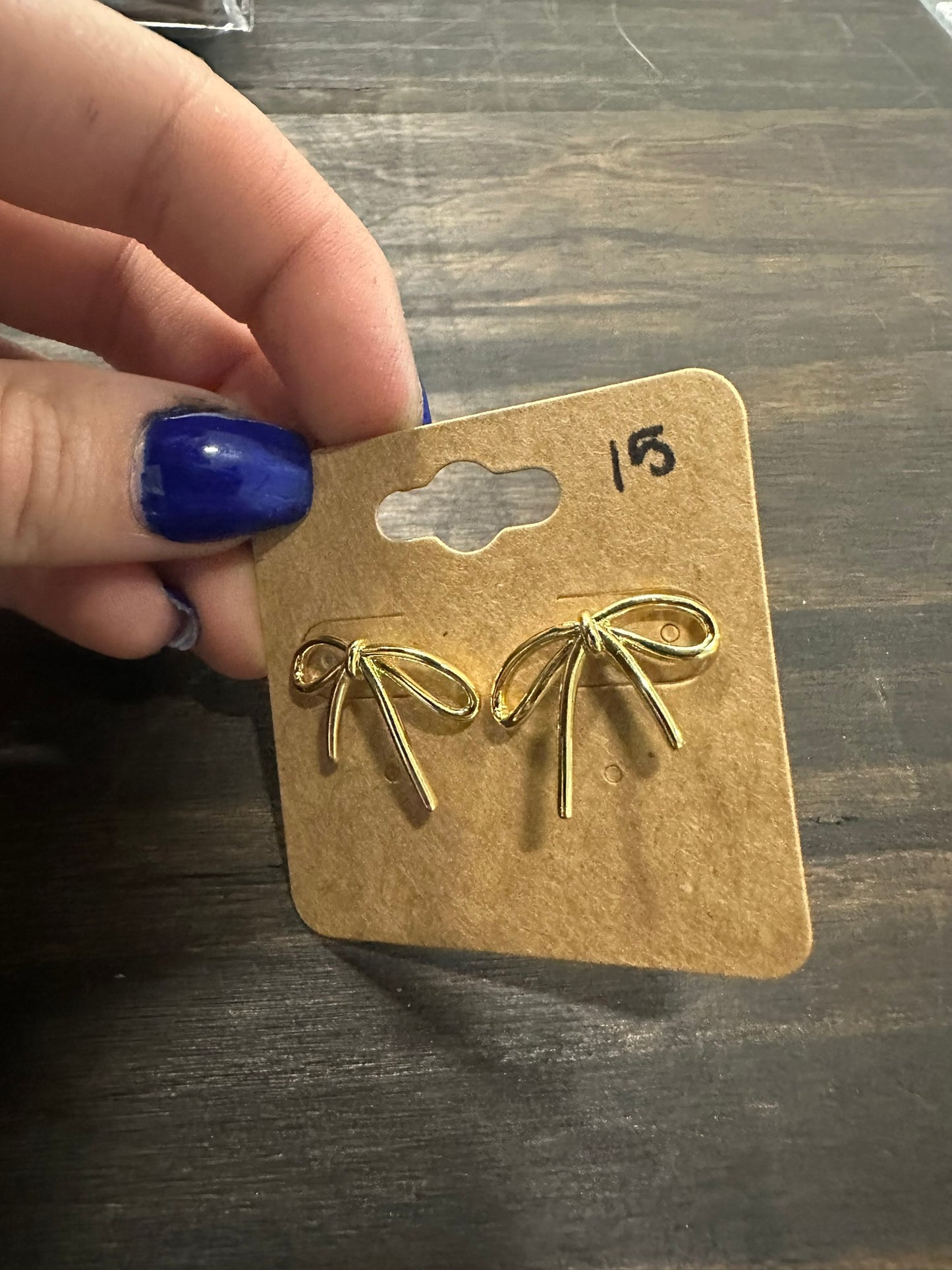 Gold Filled Minimalist Tied Ribbon Bow Stud Earrings  14K