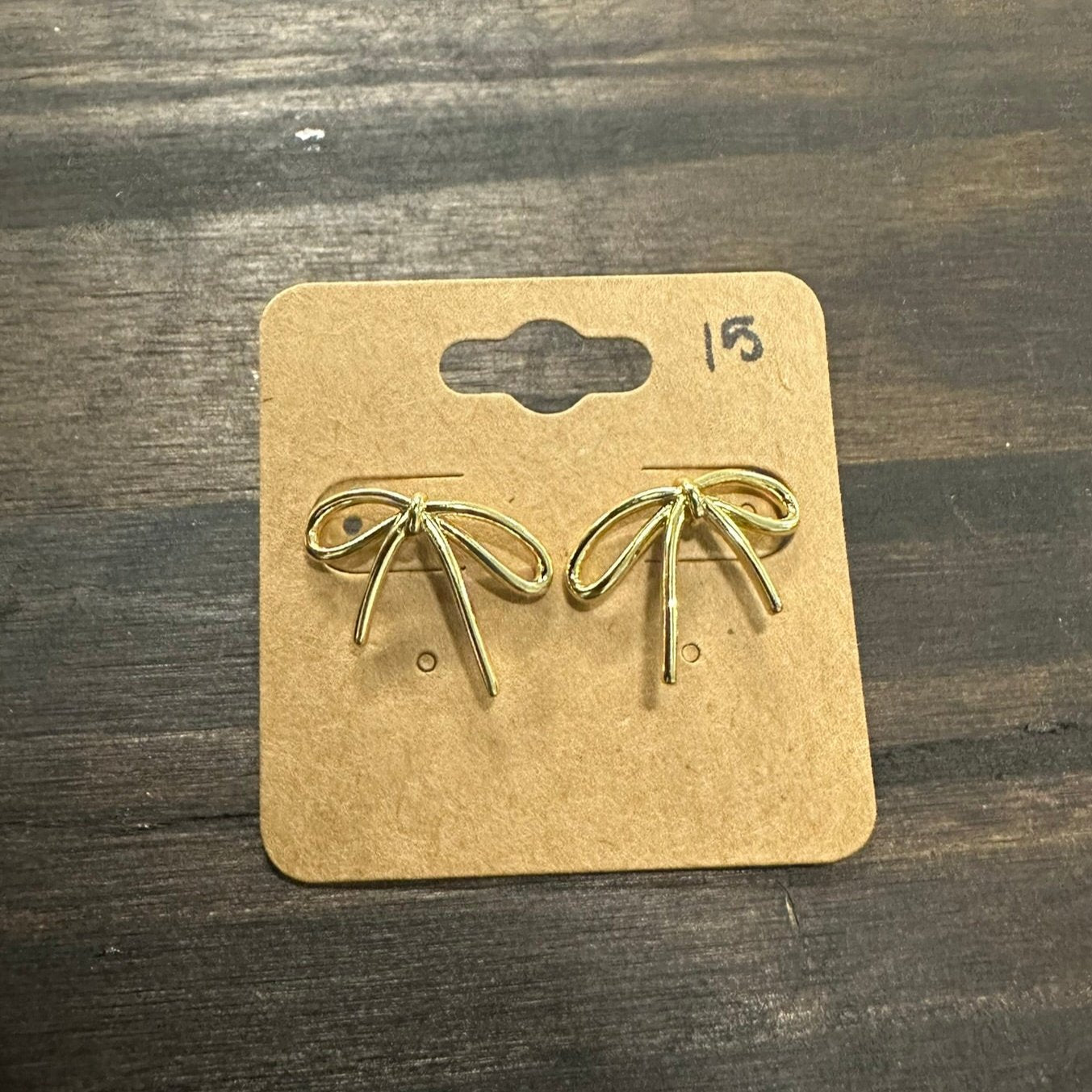 Gold Filled Minimalist Tied Ribbon Bow Stud Earrings  14K