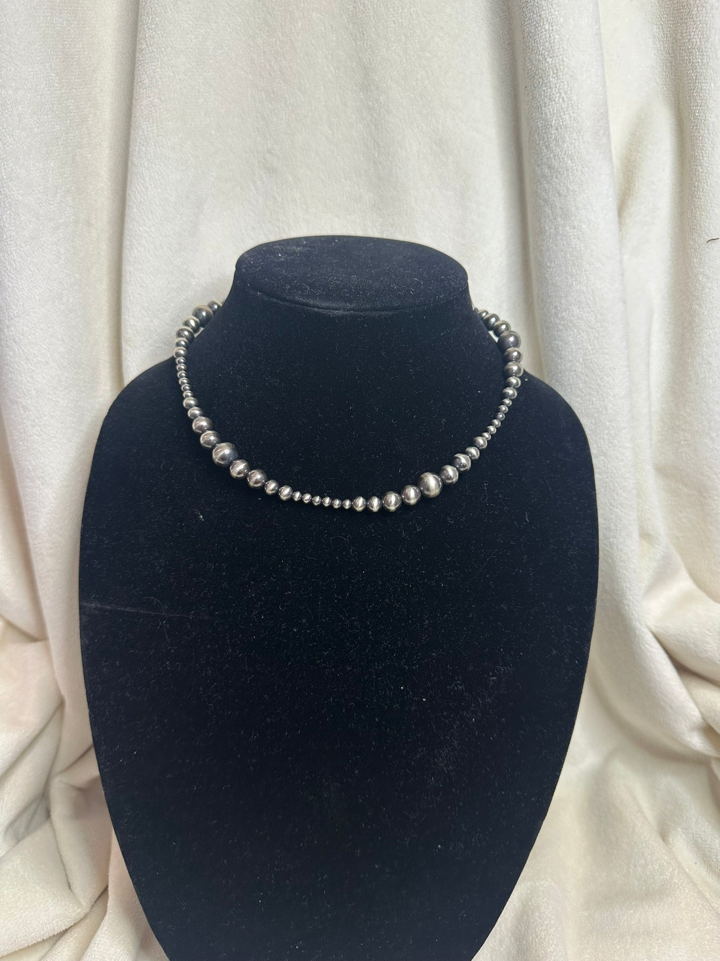 4-10mm graduated sterling silver pearl necklace