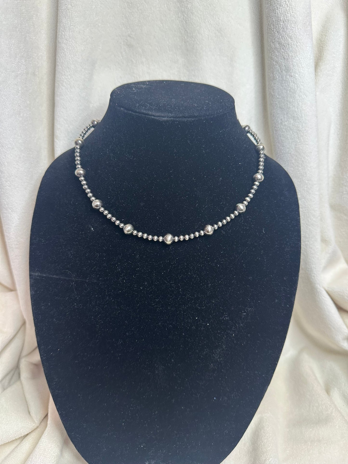 4mm + 8mm sterling silver pearl necklace