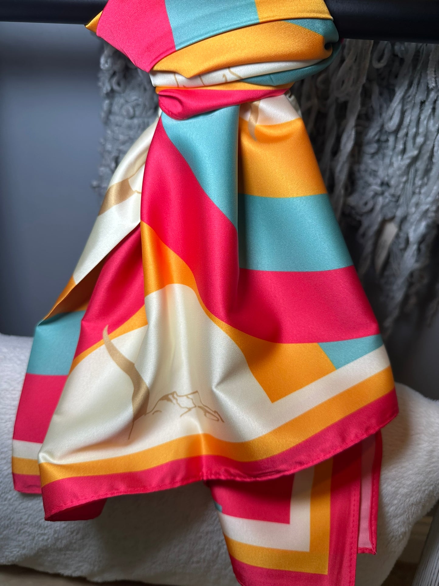 Retro Print Bright Wild Rag/ Scarf