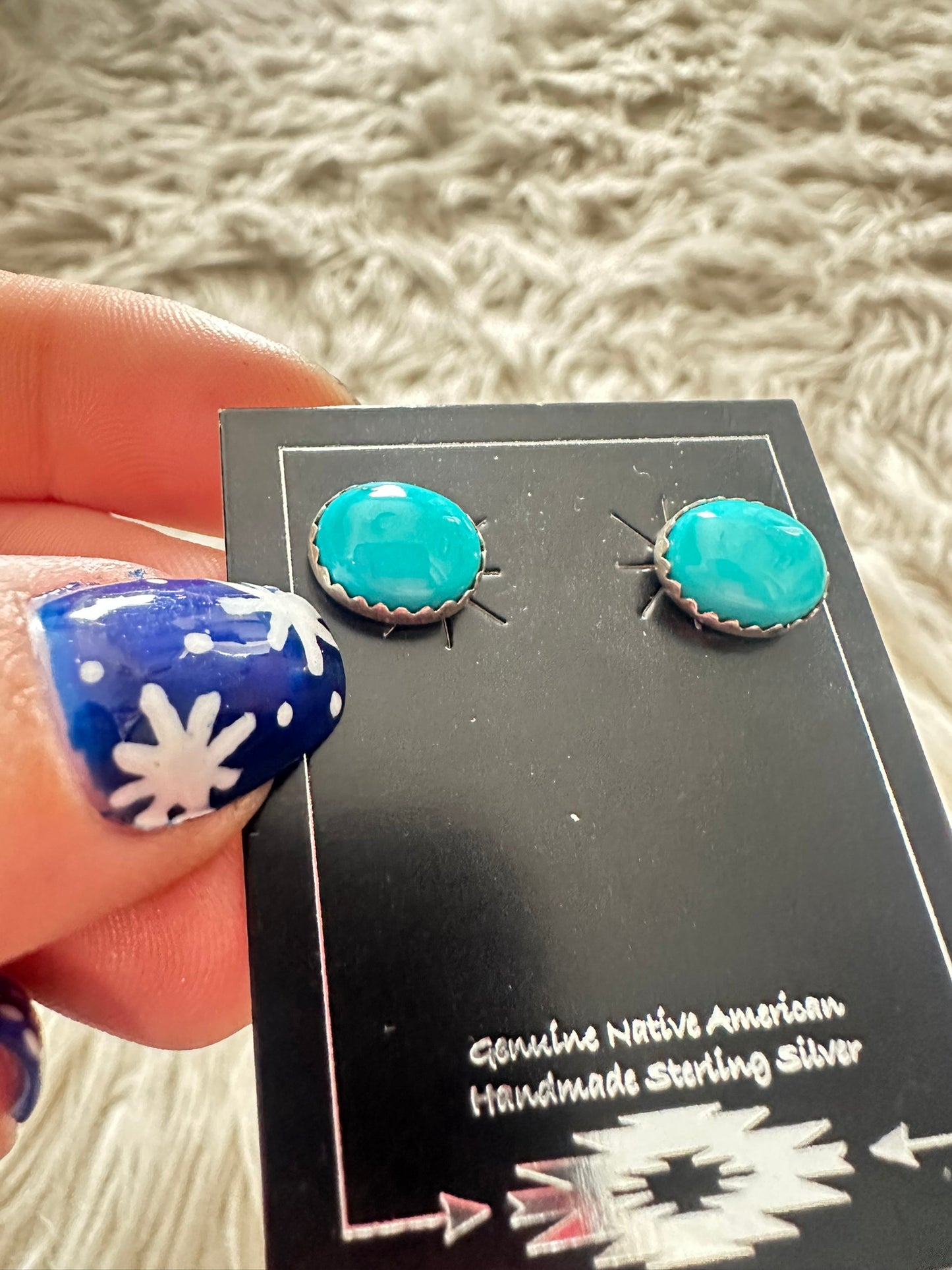 Sleeping Beauty Turquoise Silver Stud Oval Earrings 8 x 10mm 0828