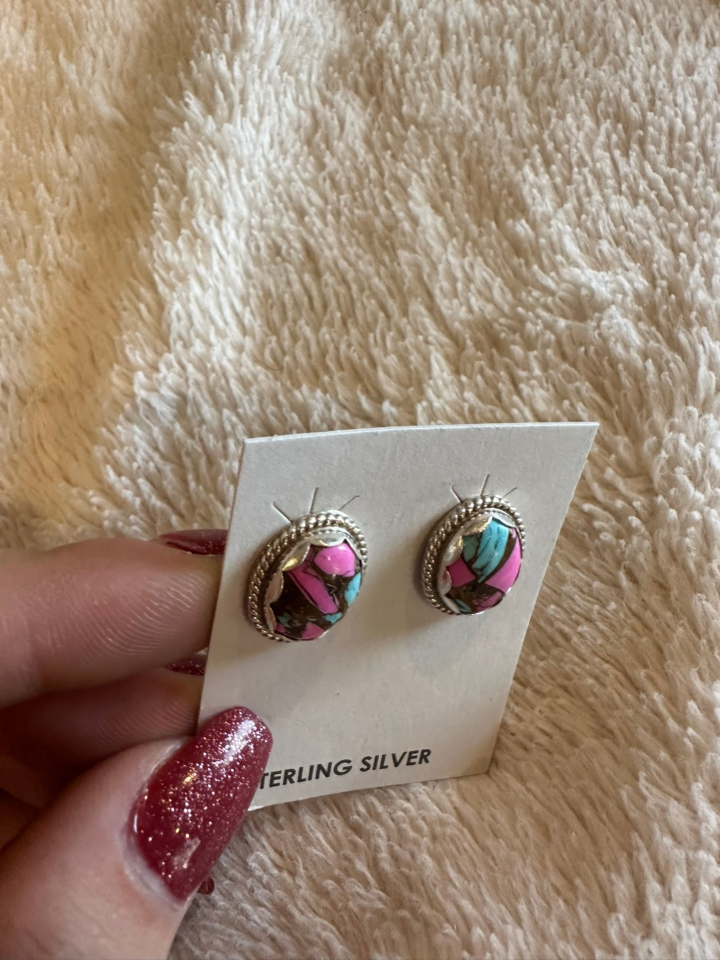 cotton candy stud earrings