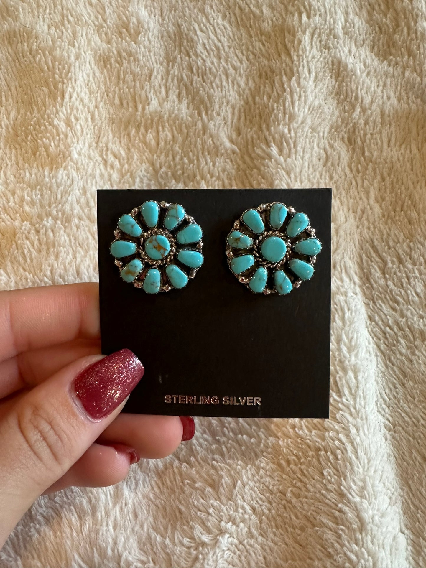 authentic turquoise concho stud earrings