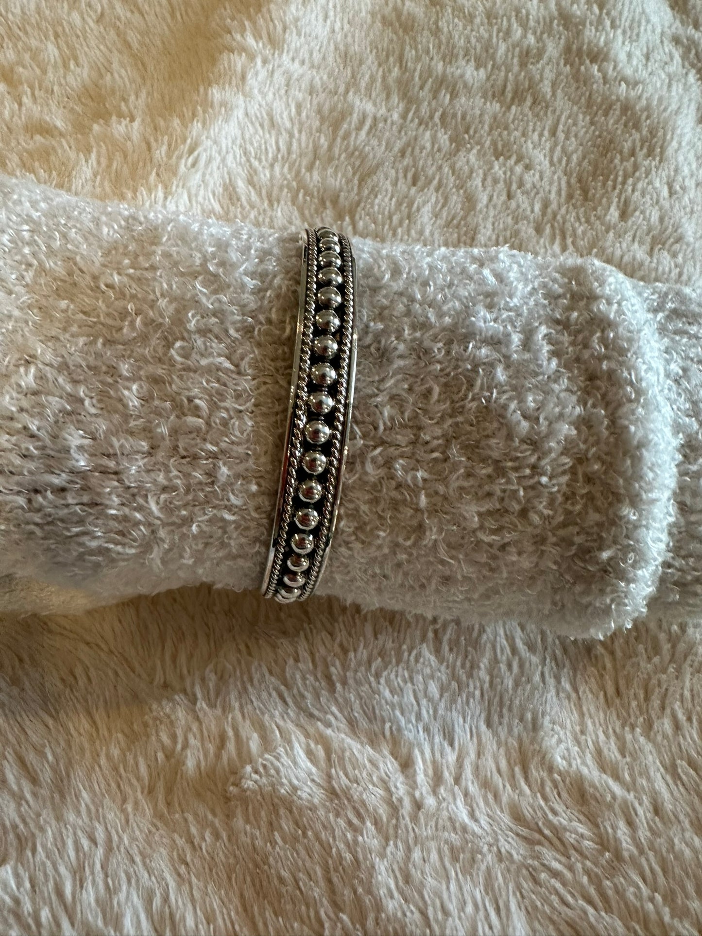 sterling silver small ball cuff - rope detail