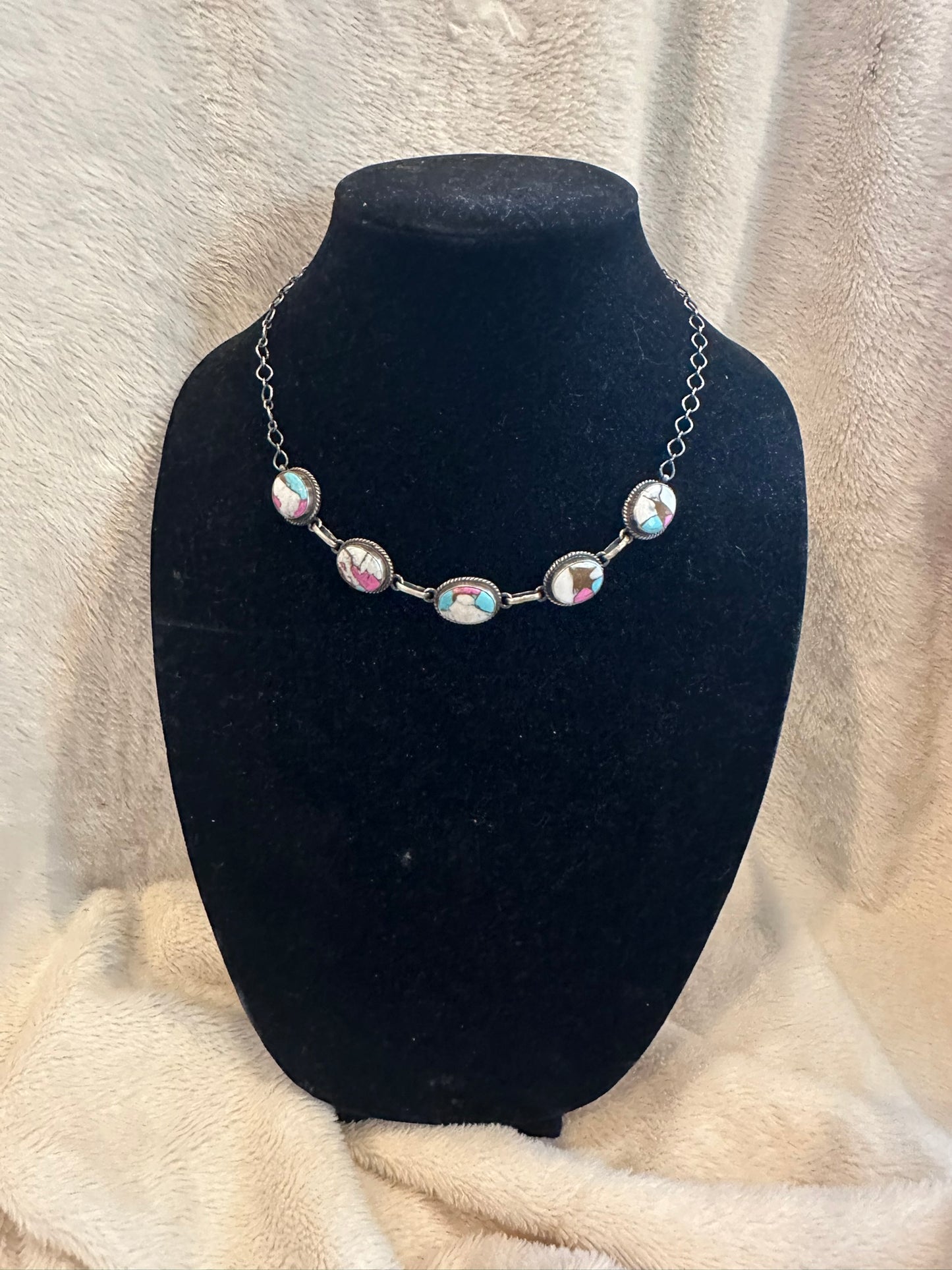 cotton candy stone necklace
