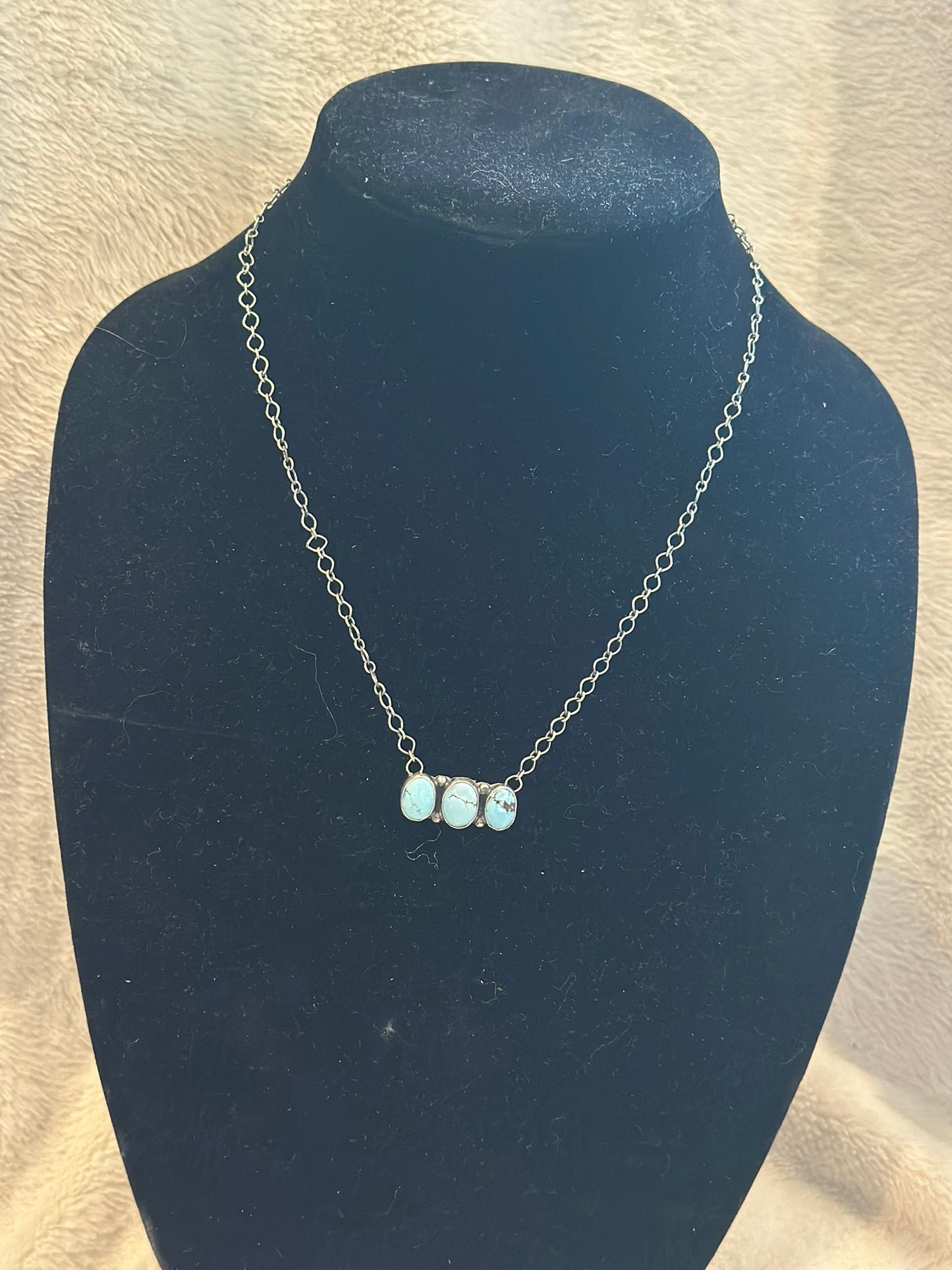 triple stone bar necklace